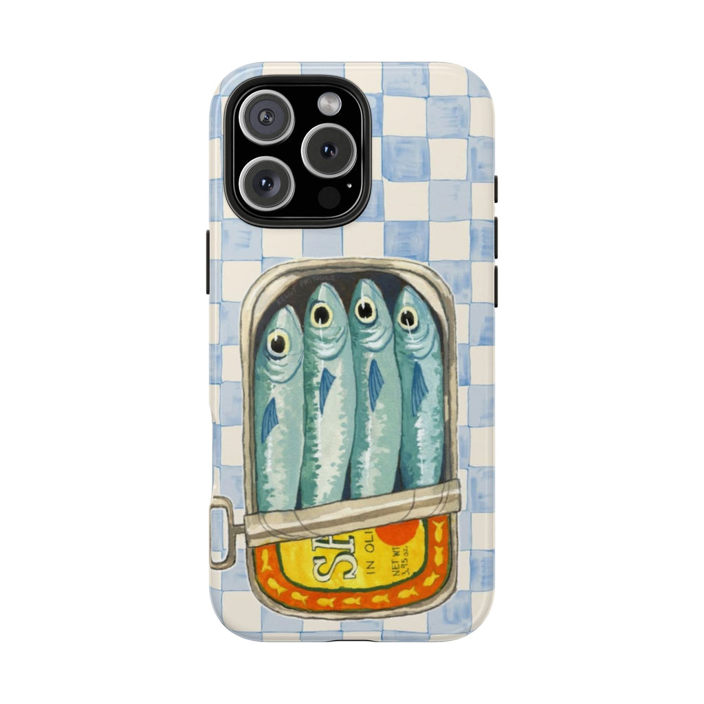 BLUE GINGHAM SARDINES PHONE CASE