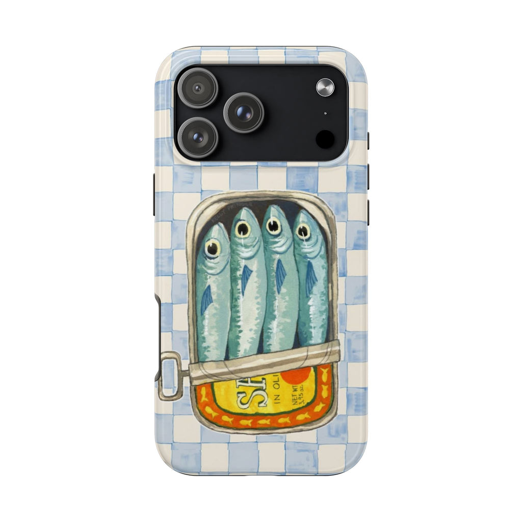 BLUE GINGHAM SARDINES PHONE CASE