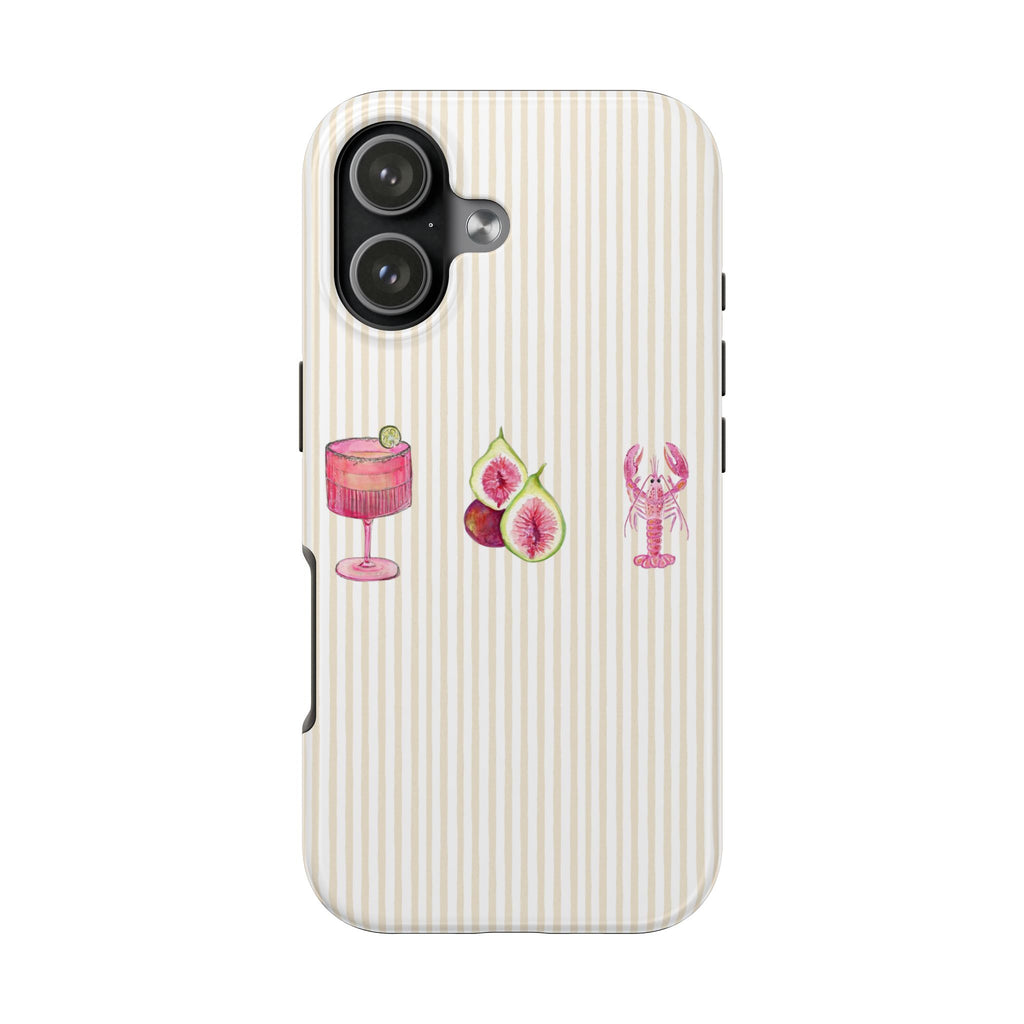 BEIGE STRIPES PINK SUMMER ESSENTIALS PHONE CASE