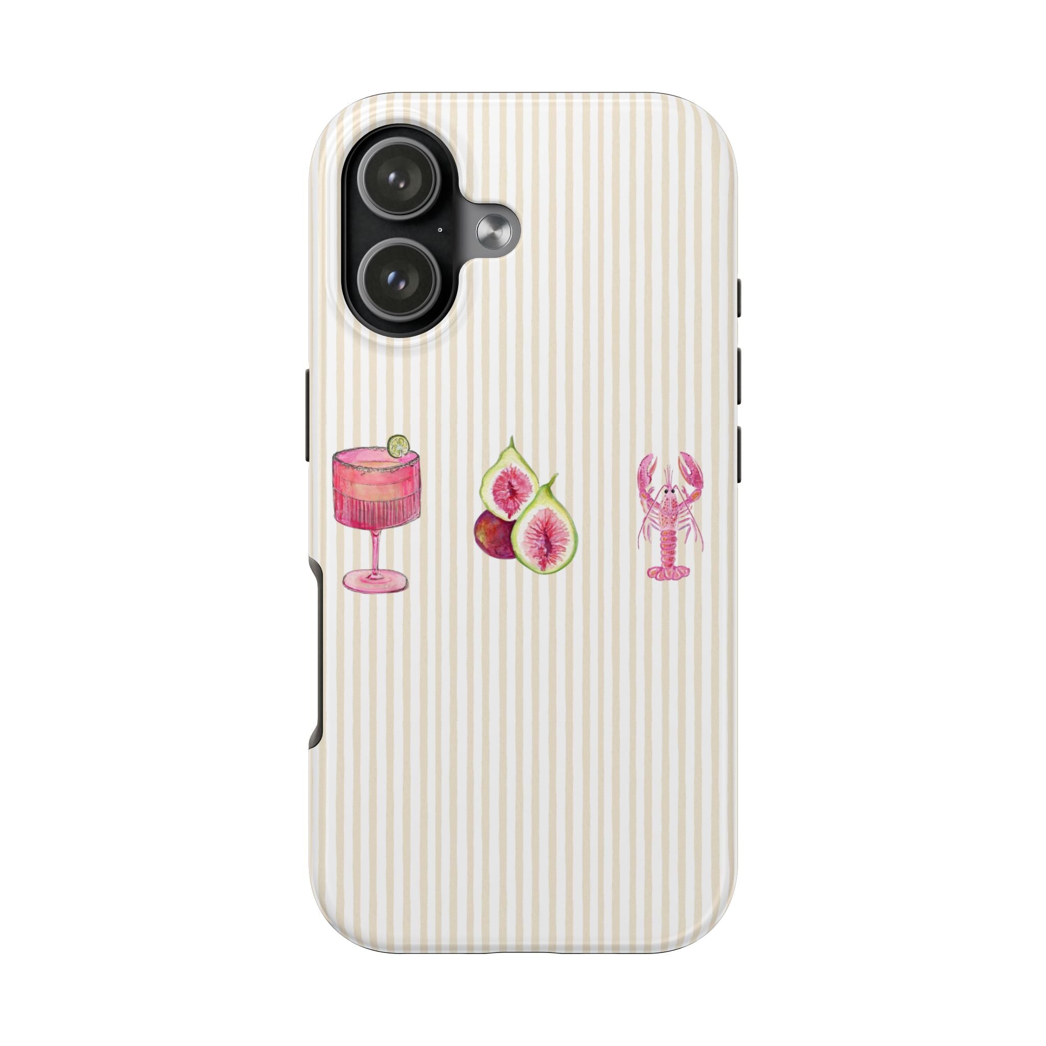BEIGE STRIPES PINK SUMMER ESSENTIALS PHONE CASE
