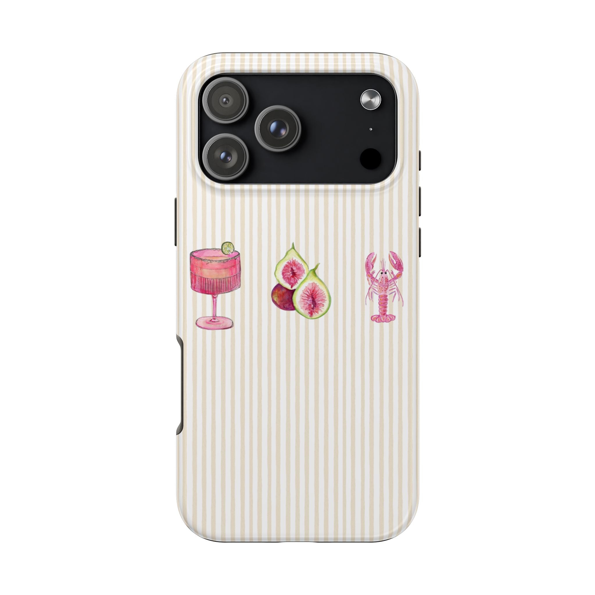 BEIGE STRIPES PINK SUMMER ESSENTIALS PHONE CASE