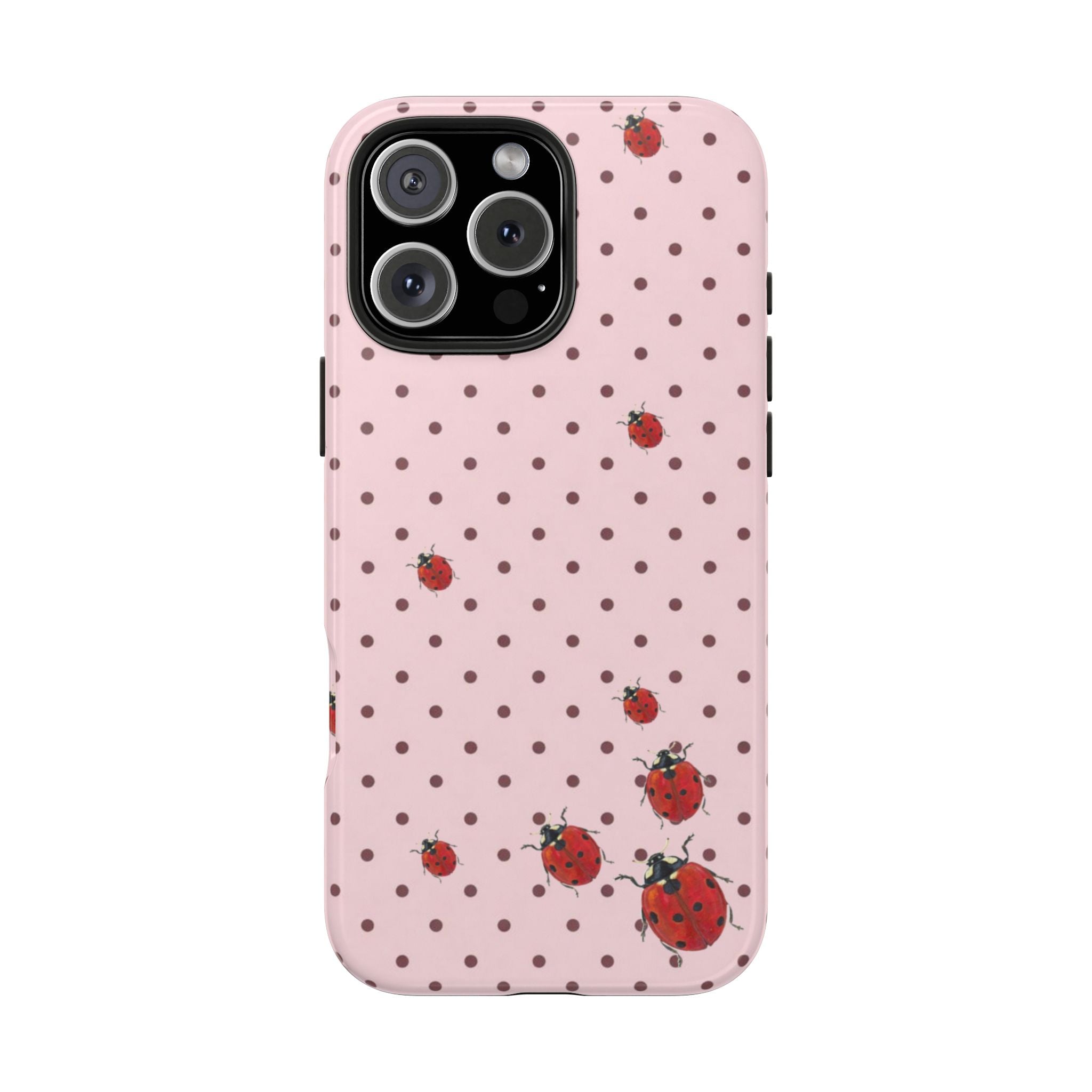 PINK POLKA DOTS COQUETTE LADYBUGS PHONE CASE