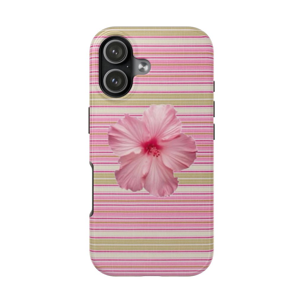 PINK & GREEN STRIPES FLOWER PHONE CASE
