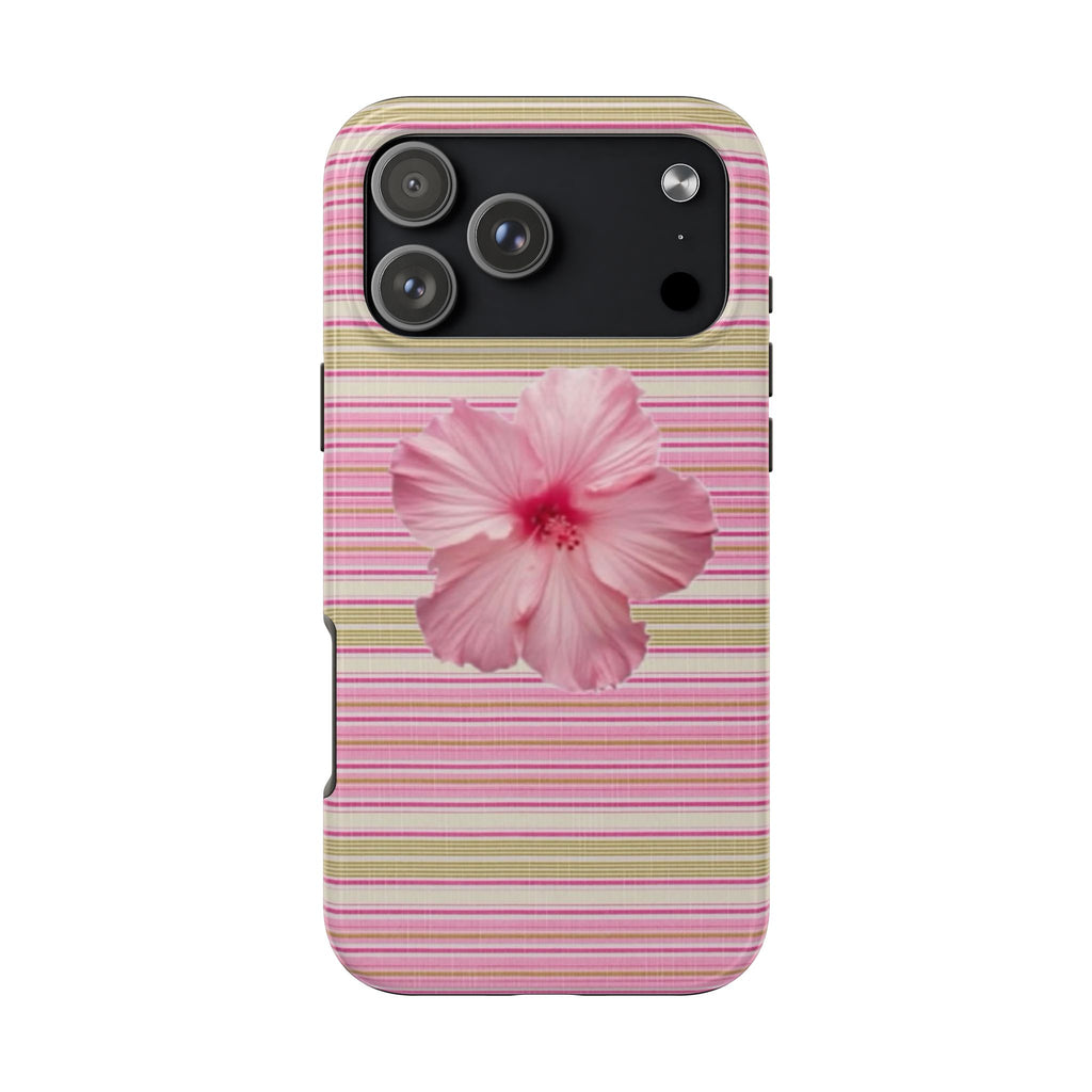PINK & GREEN STRIPES FLOWER PHONE CASE