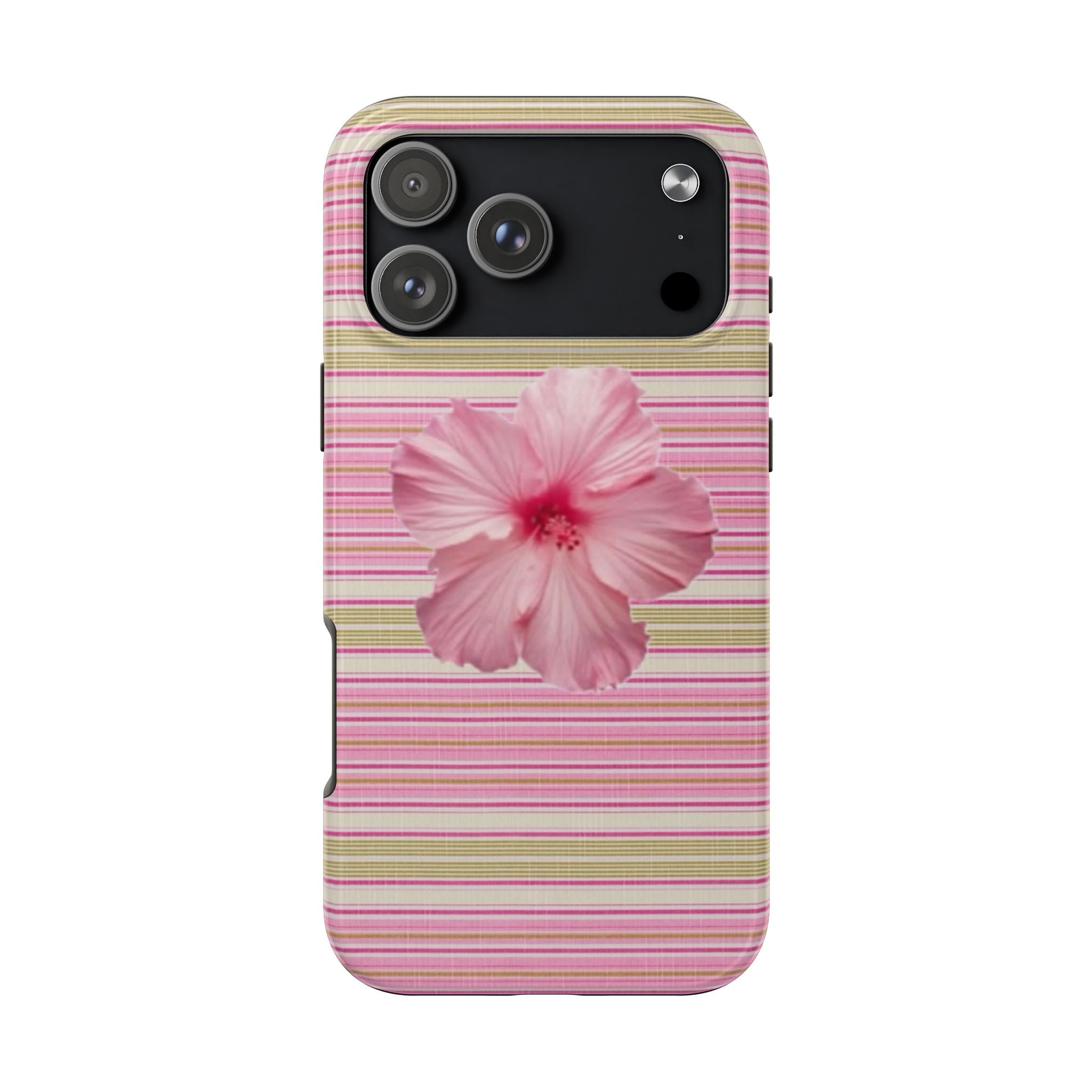 PINK & GREEN STRIPES FLOWER PHONE CASE