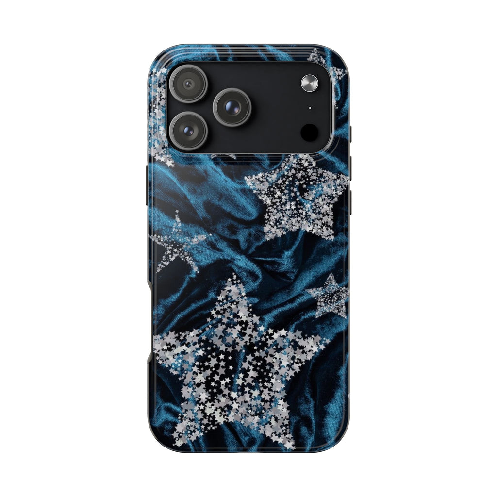 BLUE VELVET SILVER STARS PHONE CASE