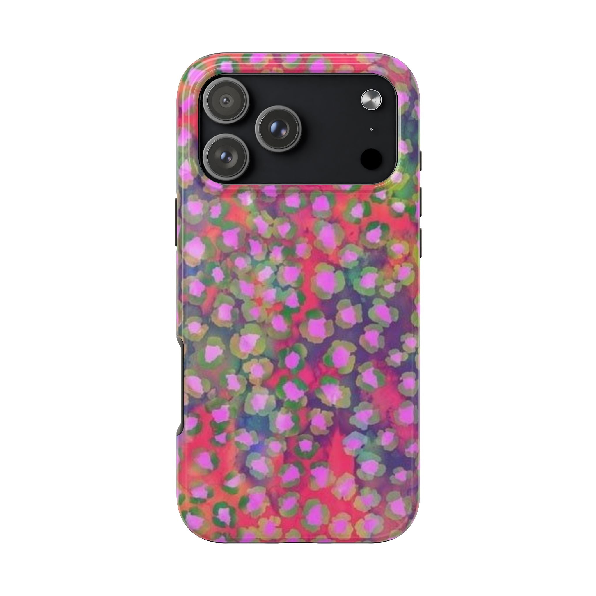 RED PINK WHIMSY CHEETAH SPOTS PHONE CASE