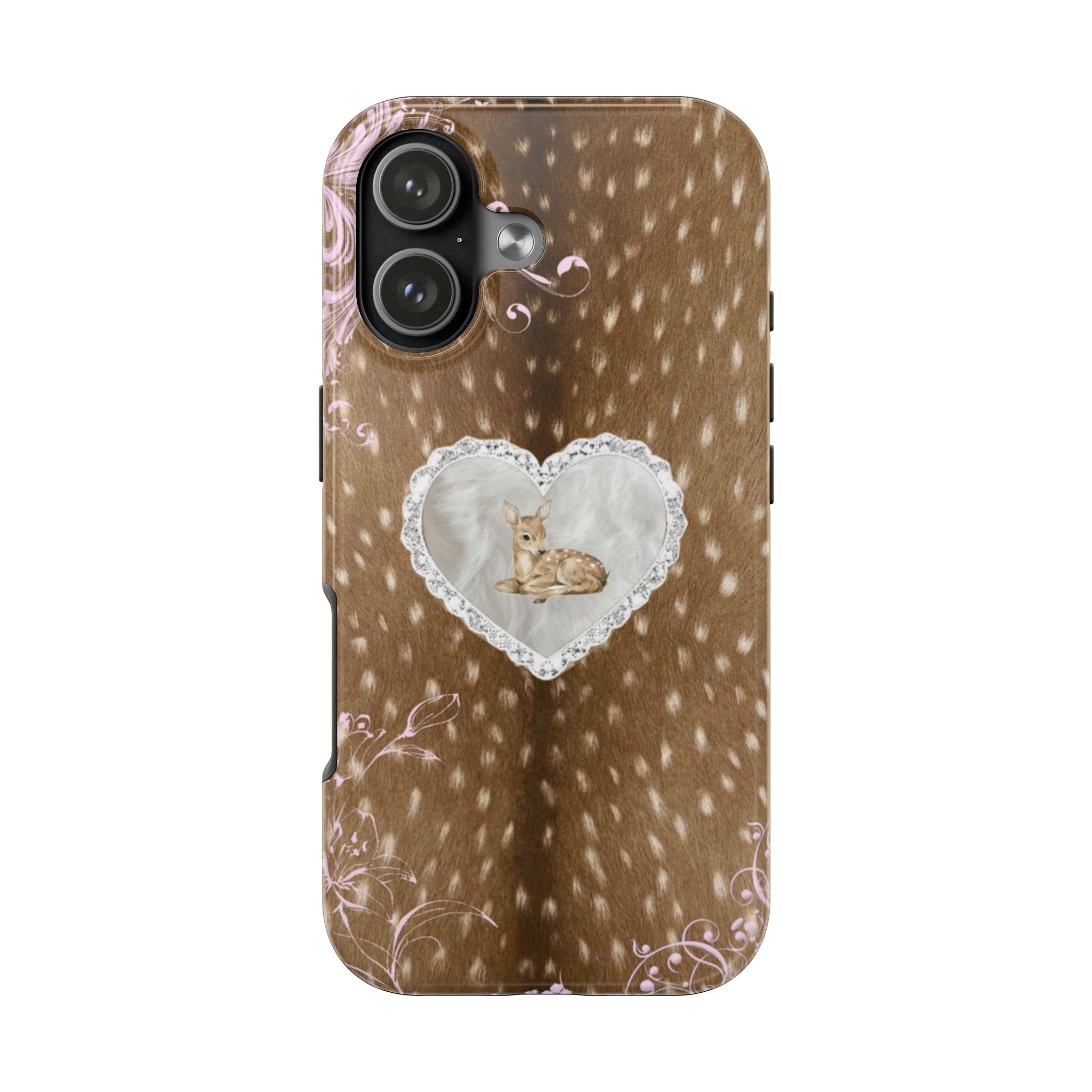 BROWN DEER HEART COQUETTE PHONE CASE