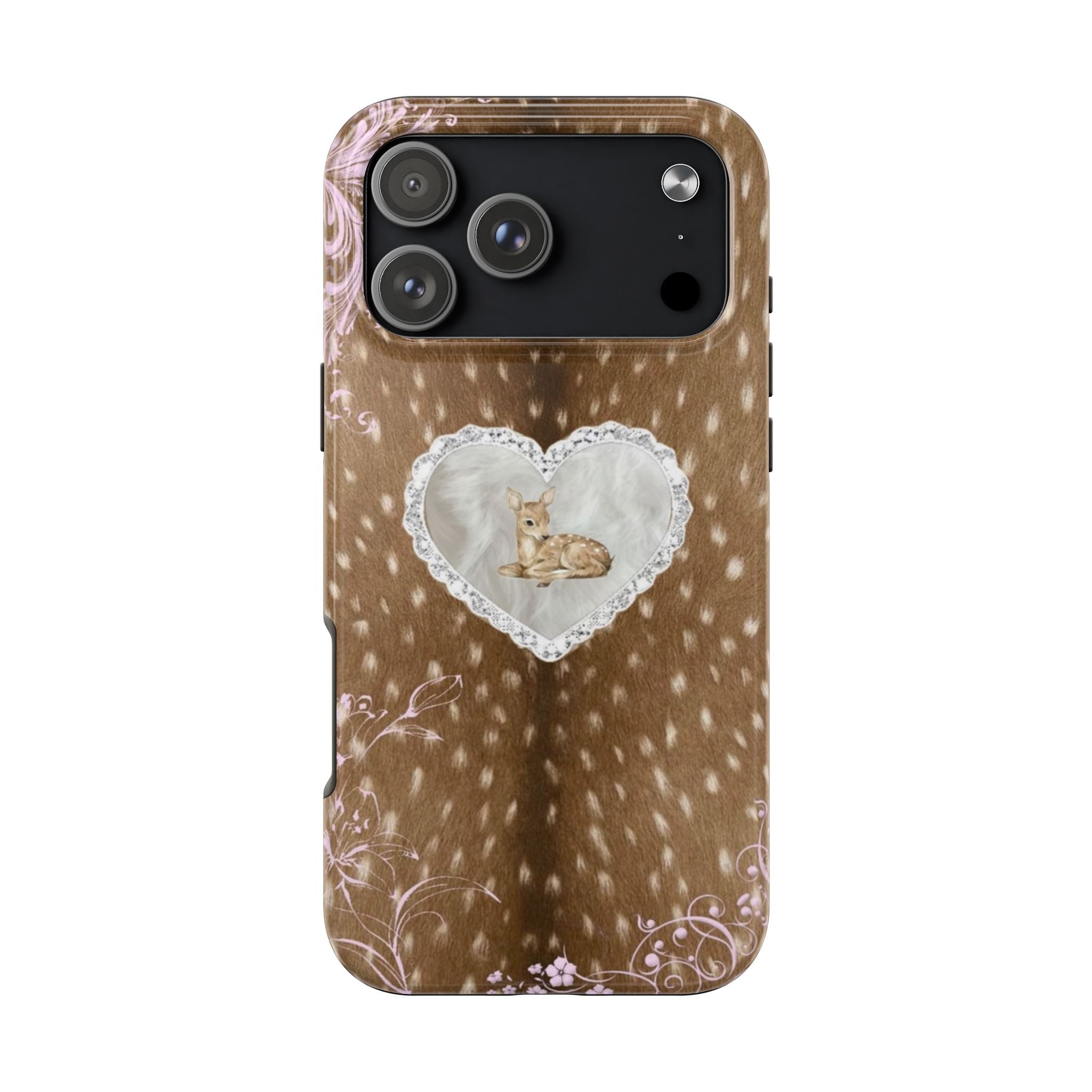 BROWN DEER HEART COQUETTE PHONE CASE