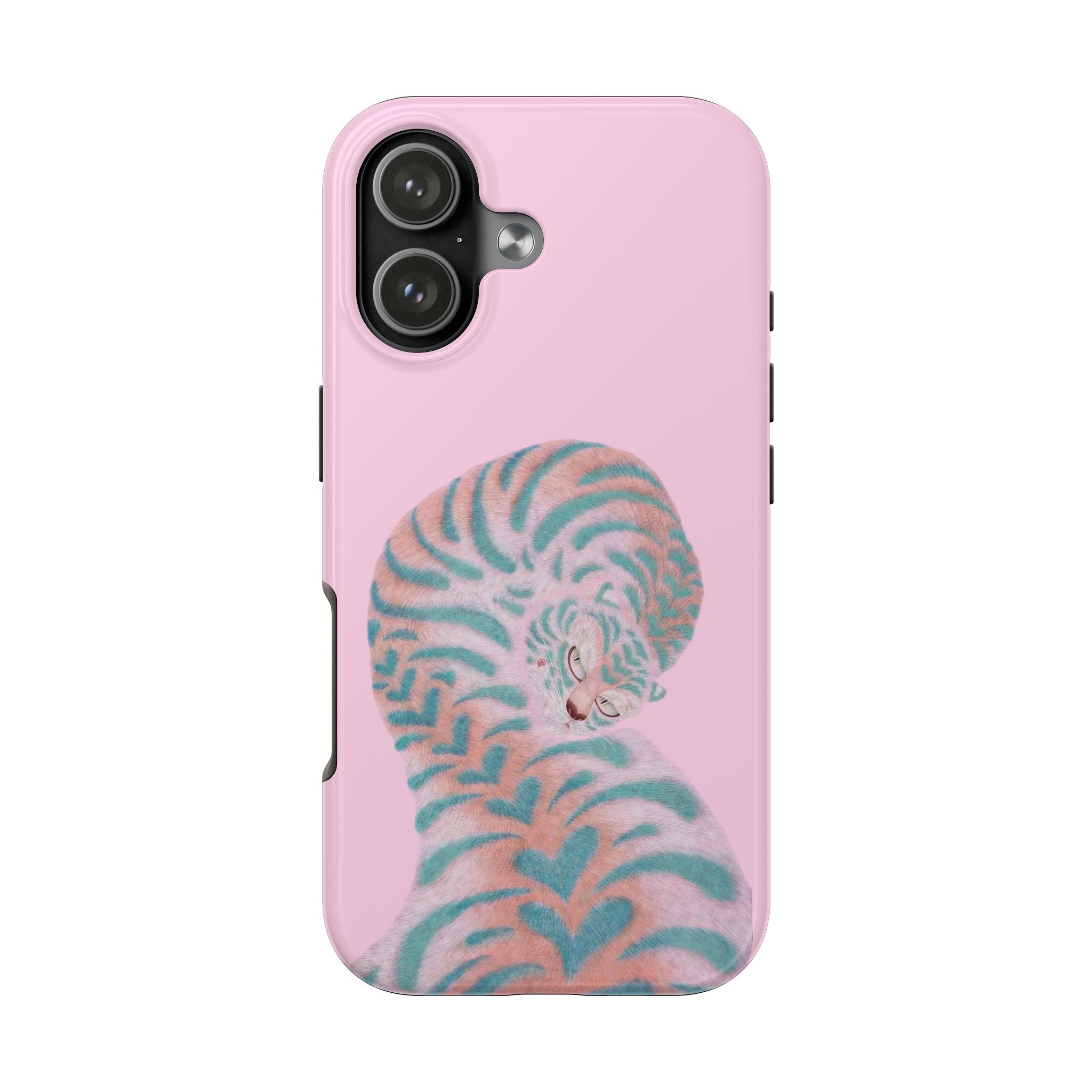PINK TEAL WHIMSY TIGER PHONE CASE