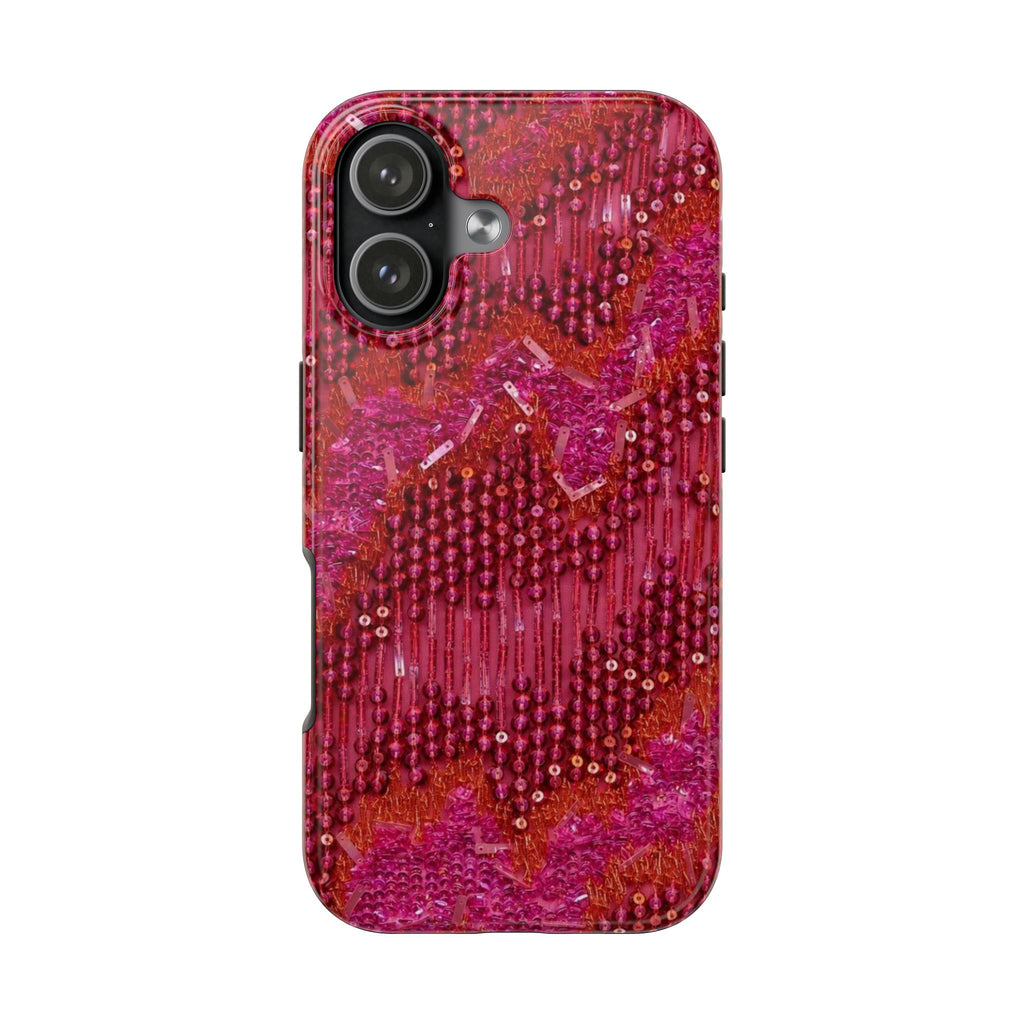 BURGUNDY BEADS EMBELLISHED PHONE CASE