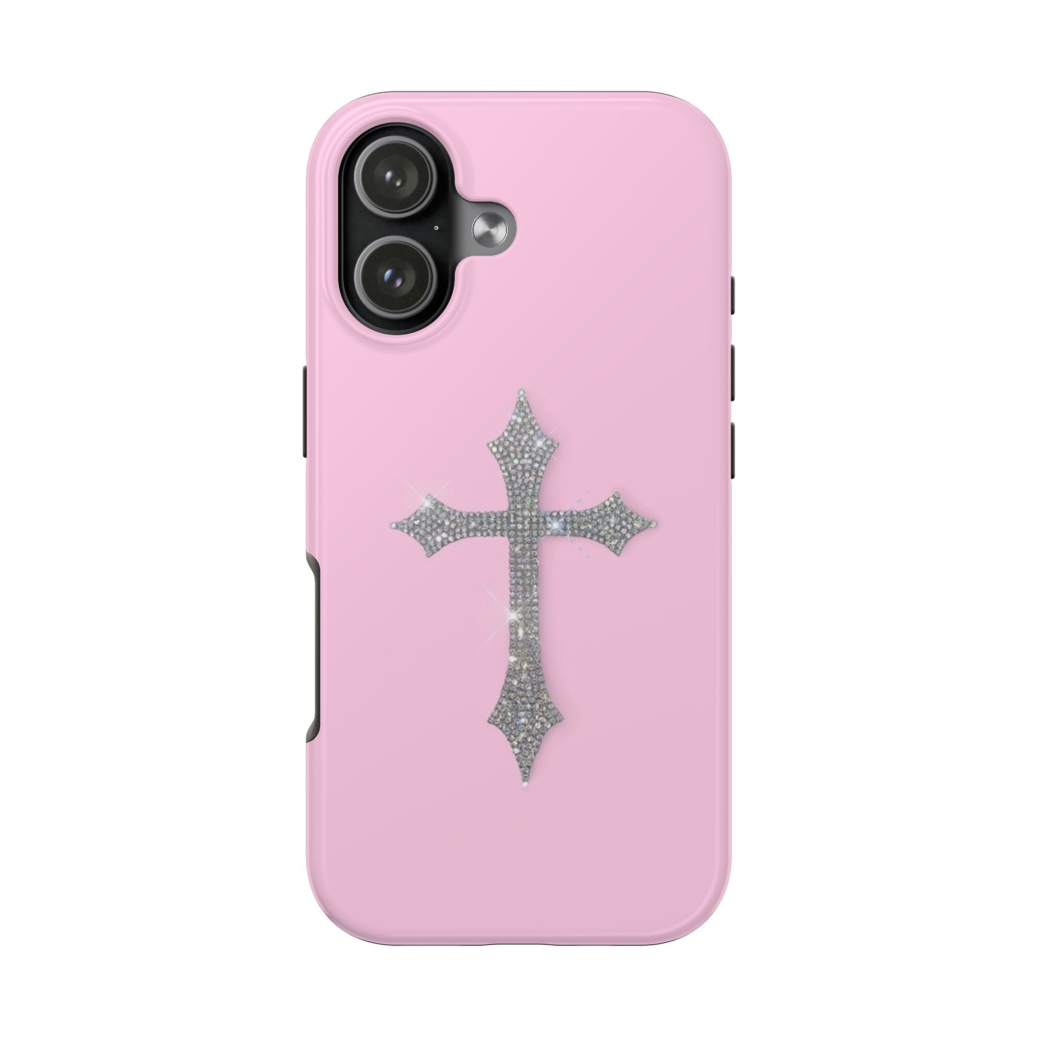 PINK SILVER CROSS PHONE CASE
