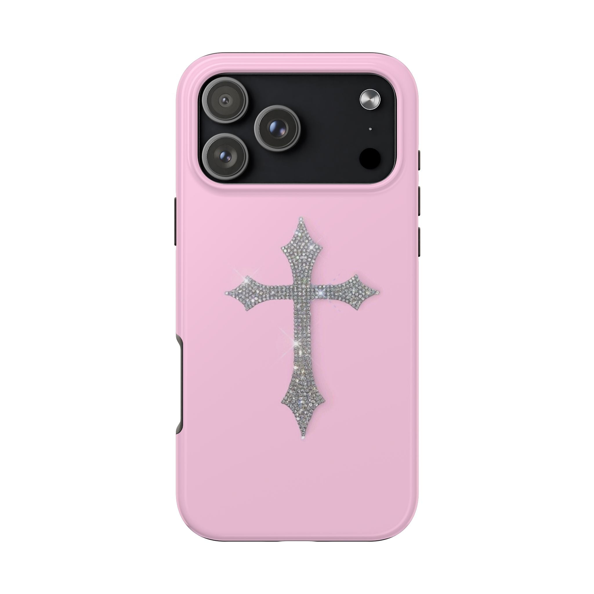 PINK SILVER CROSS PHONE CASE