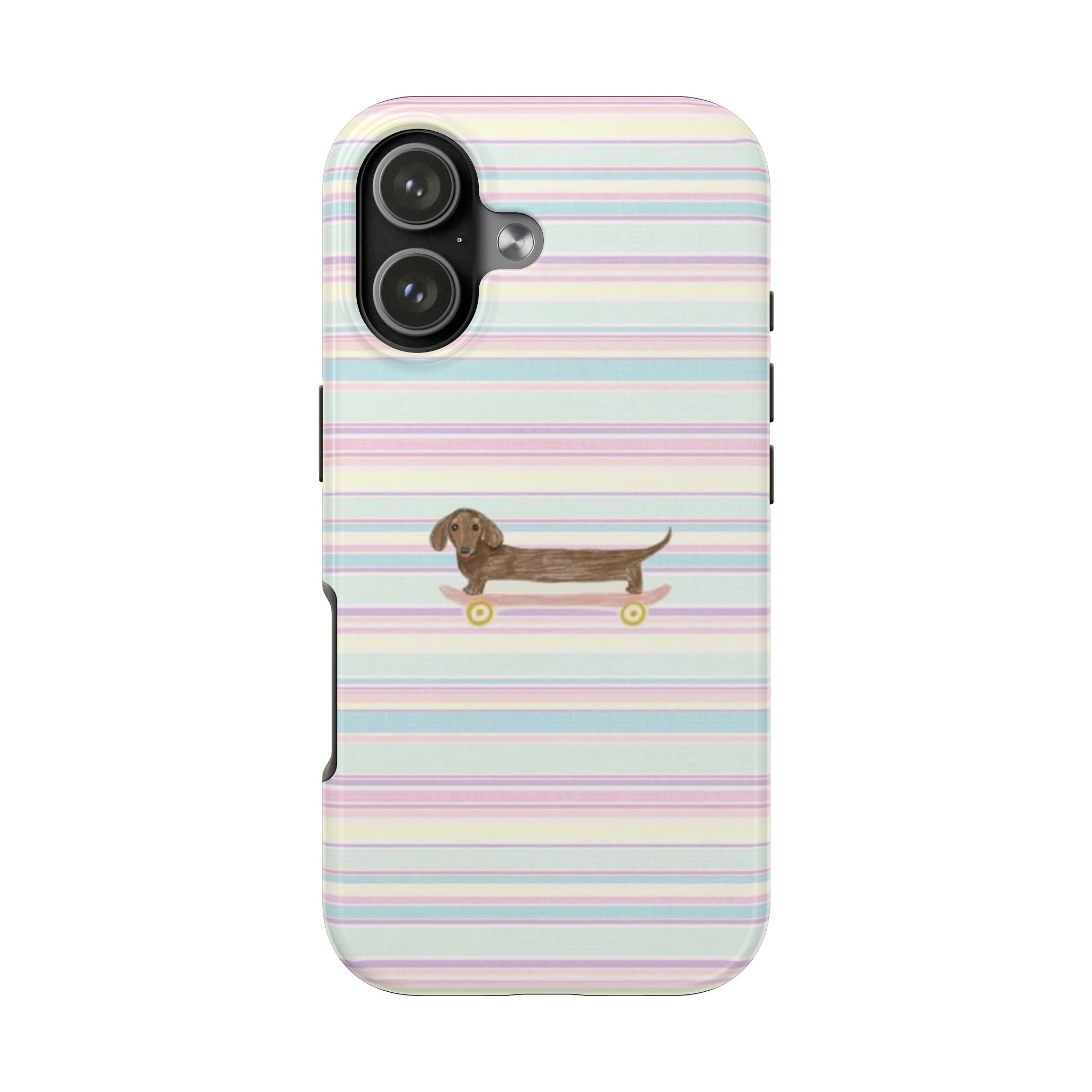 PINK STRIPES DACHSHUND PHONE CASE
