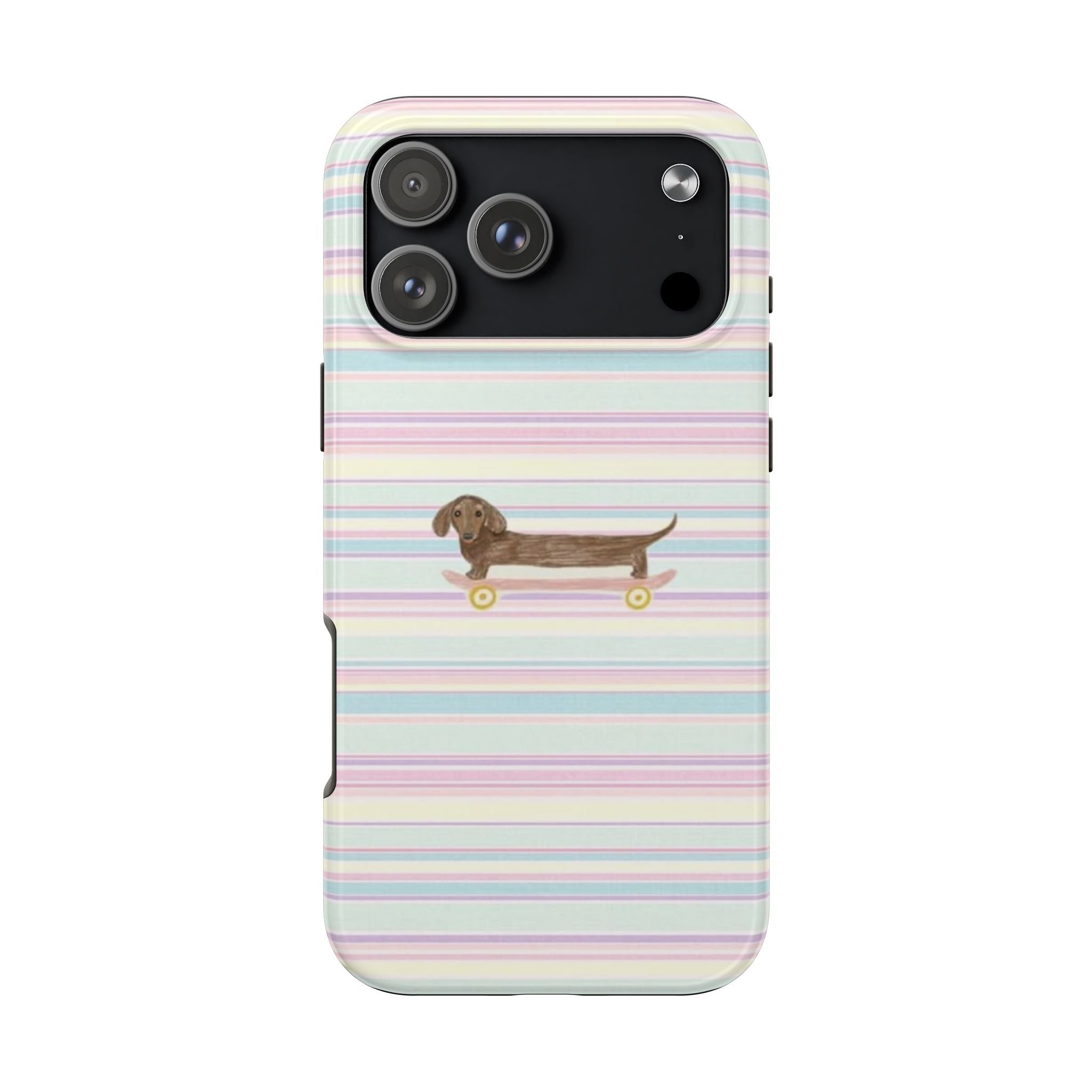 PINK STRIPES DACHSHUND PHONE CASE