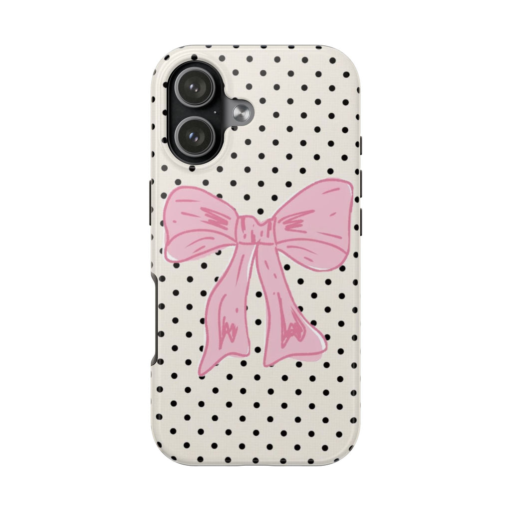 POLKA DOTS PINK BOW PHONE CASE