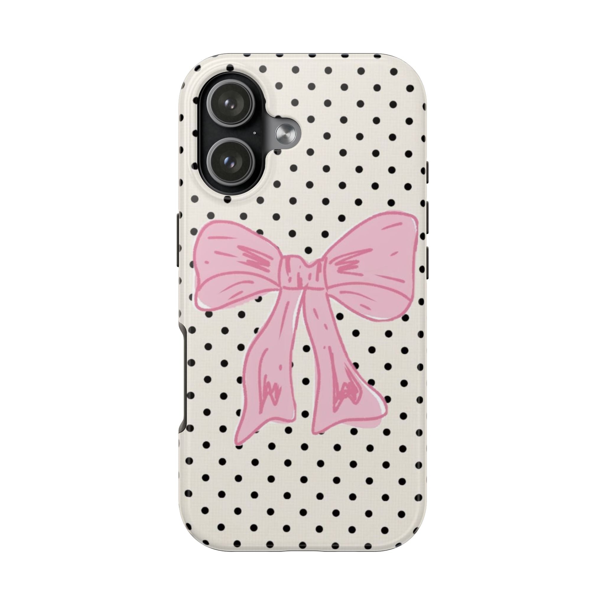 POLKA DOTS PINK BOW PHONE CASE