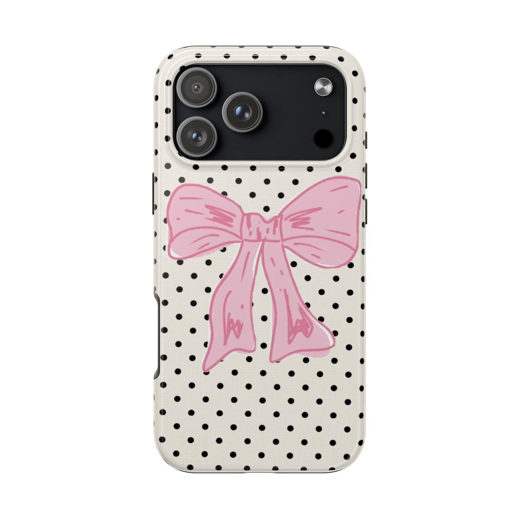 POLKA DOTS PINK BOW PHONE CASE