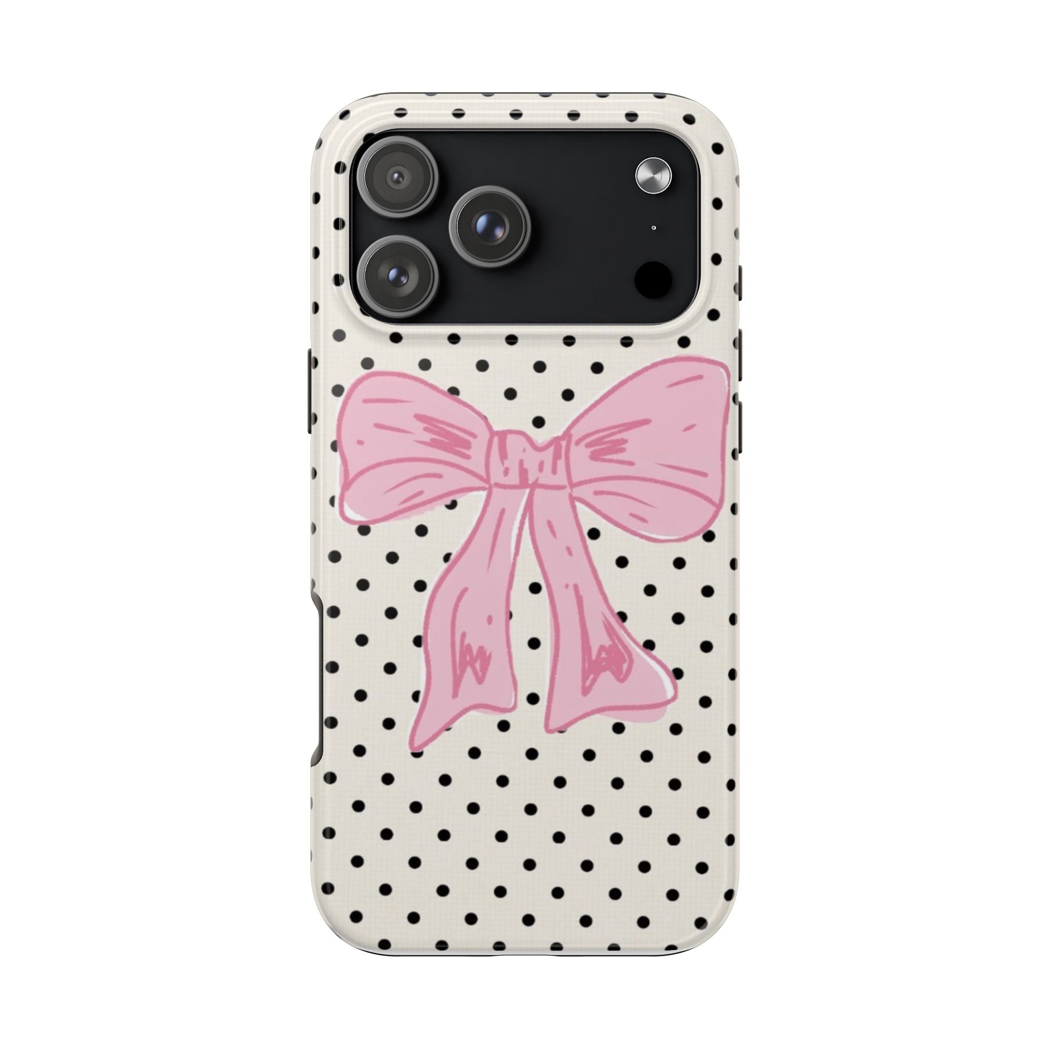 POLKA DOTS PINK BOW PHONE CASE