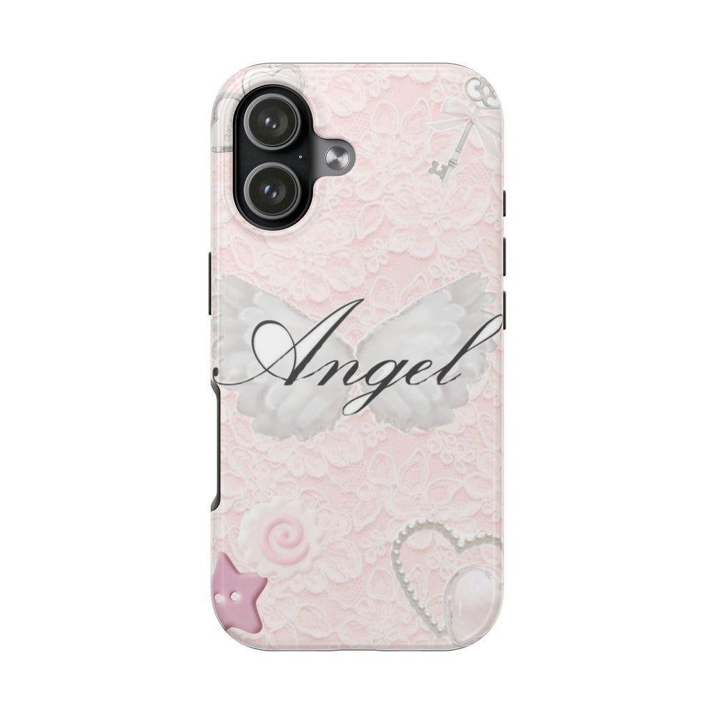 BABY PINK LACE ANGEL PHONE CASE