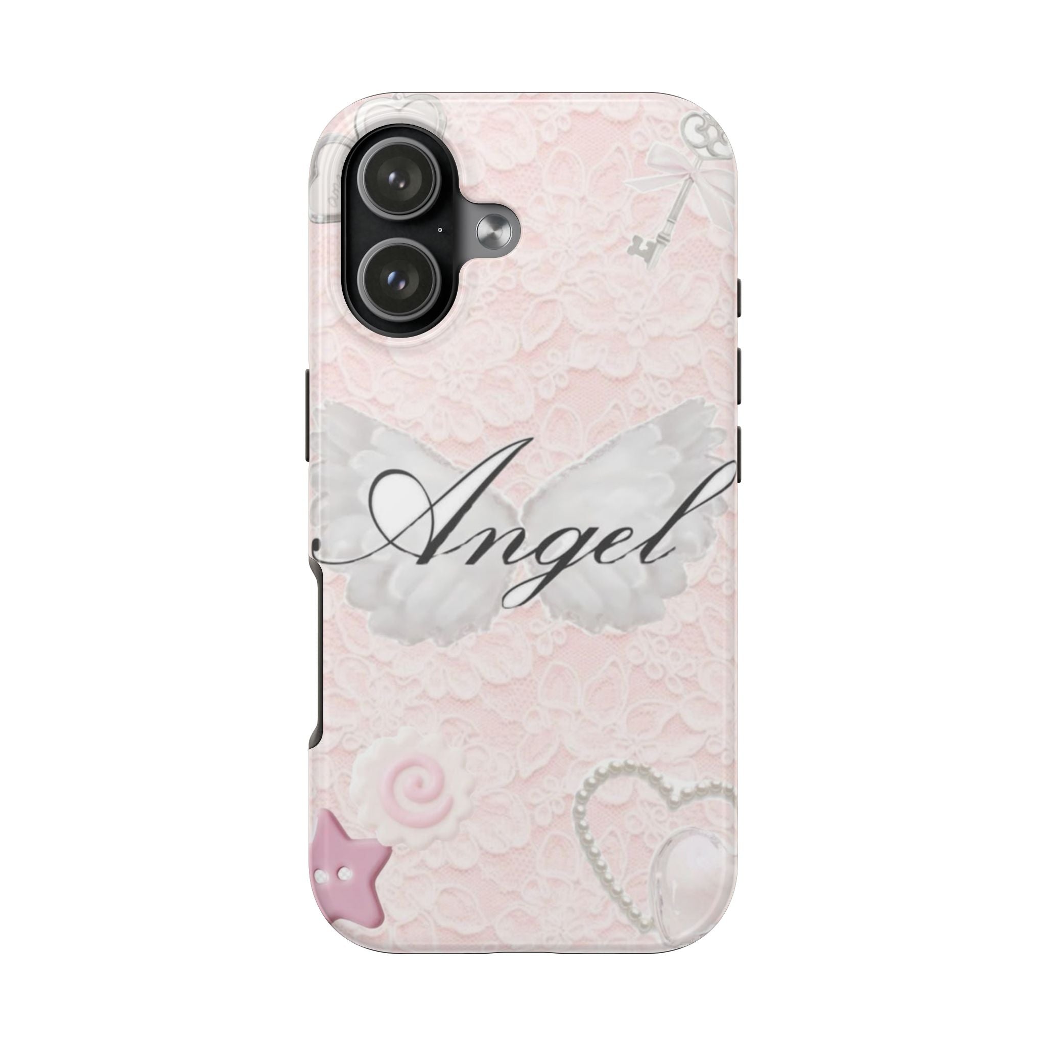 BABY PINK LACE ANGEL PHONE CASE