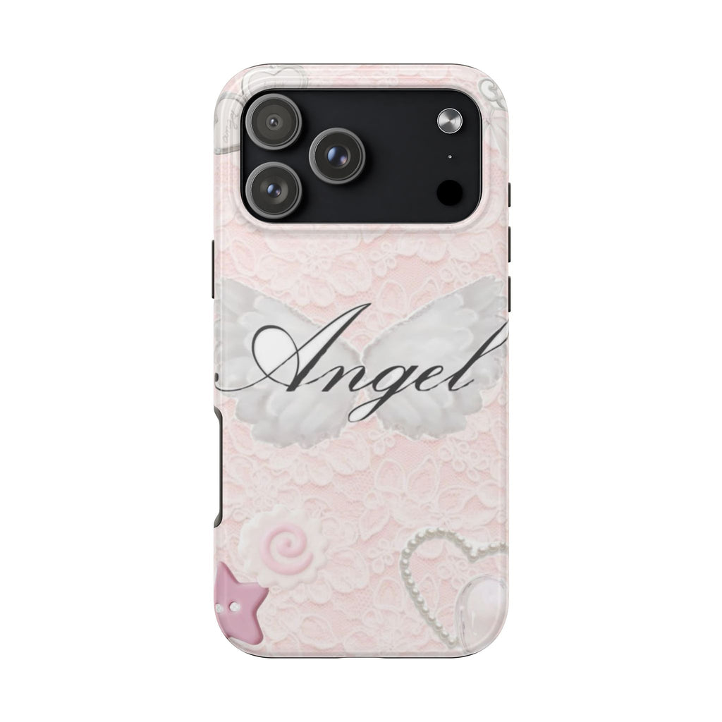 BABY PINK LACE ANGEL PHONE CASE