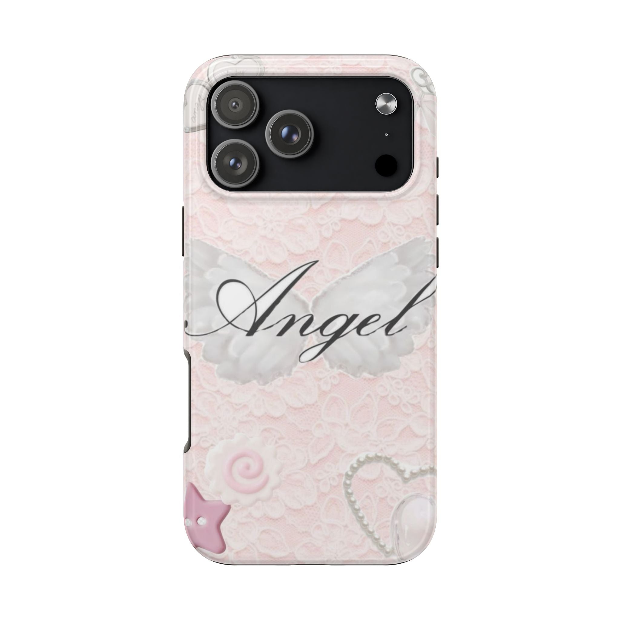BABY PINK LACE ANGEL PHONE CASE
