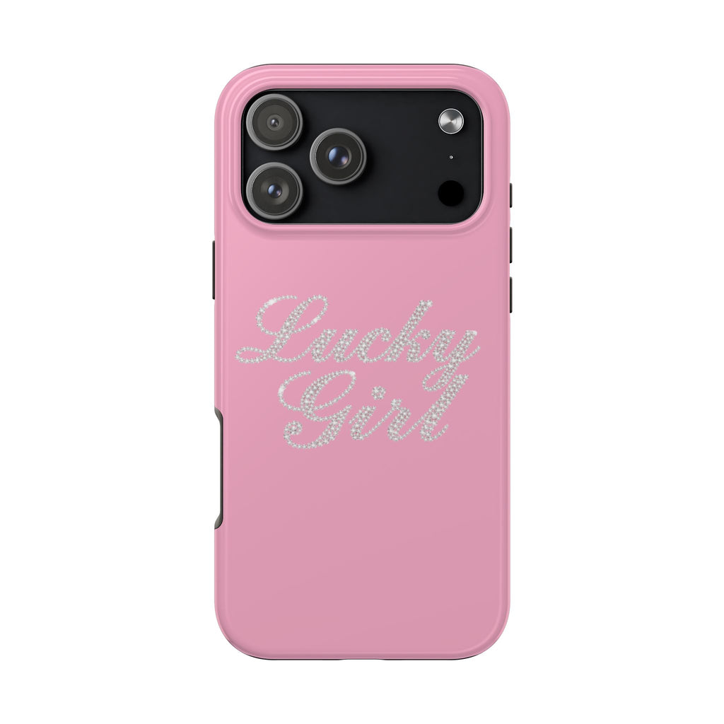 PINK LUCKY GIRL BEDAZZLED PHONE CASE