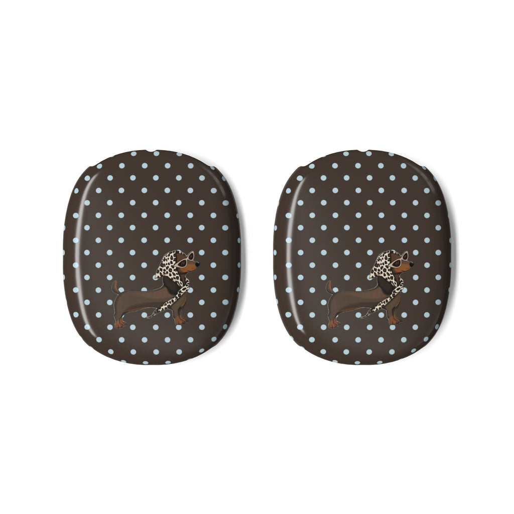 BROWN POLKA DOTS PREPPY DACHSHUND WEENIE DOG AIRPODS MAX CASE COVERS