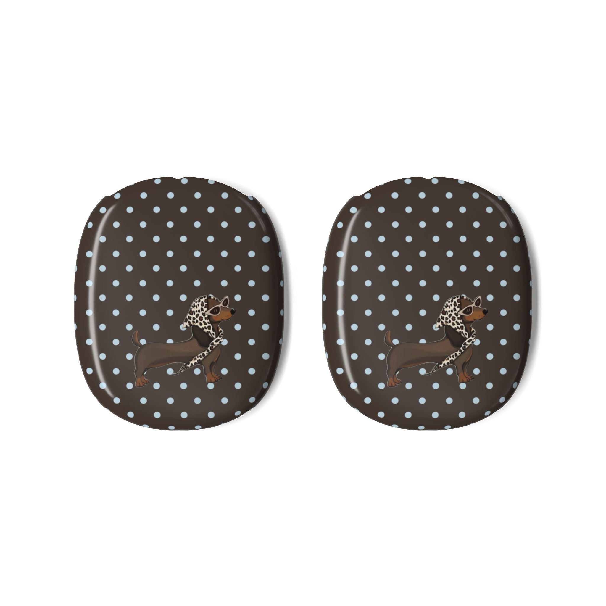 BROWN POLKA DOTS PREPPY DACHSHUND WEENIE DOG AIRPODS MAX CASE COVERS