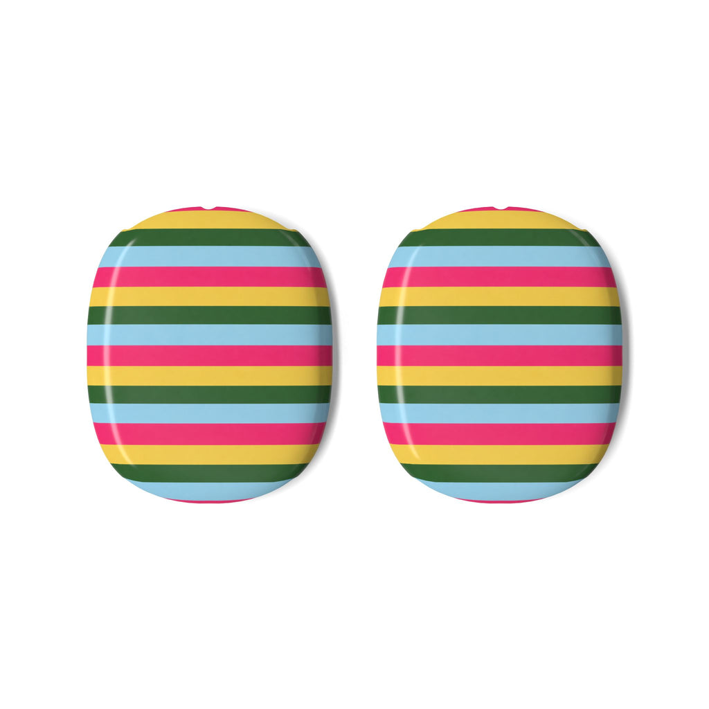 Striped AirPods Max case covers, rainbow horizontal stripes in multicolor