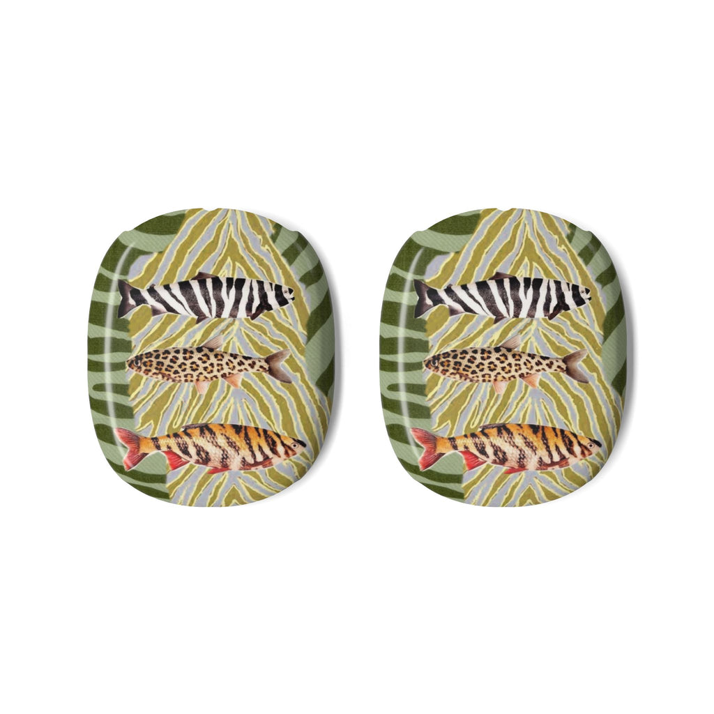 AirPods Max ear cup cover with green zebra and animal pattern