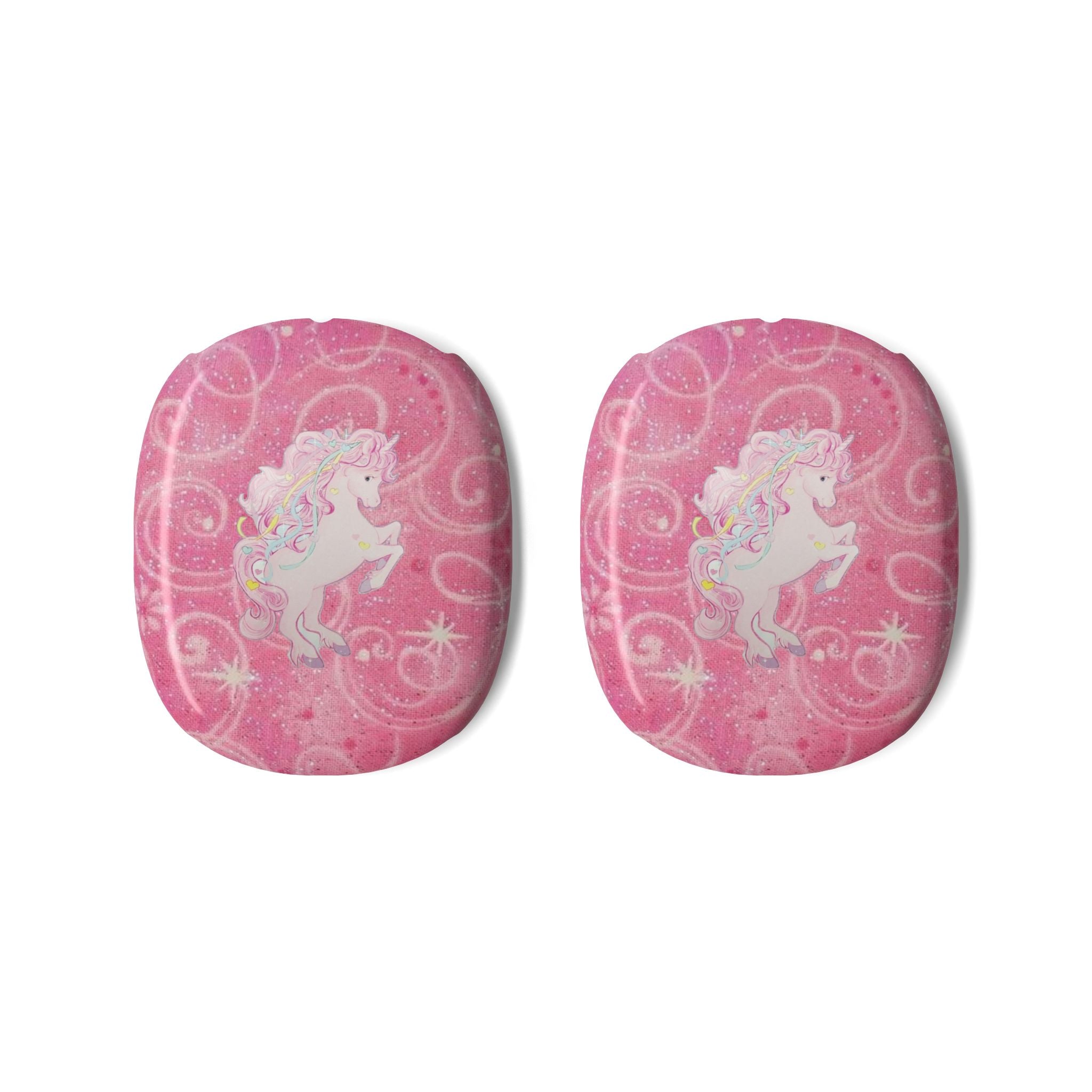 Pink glitter unicorn AirPods Max case covers, two-piece set