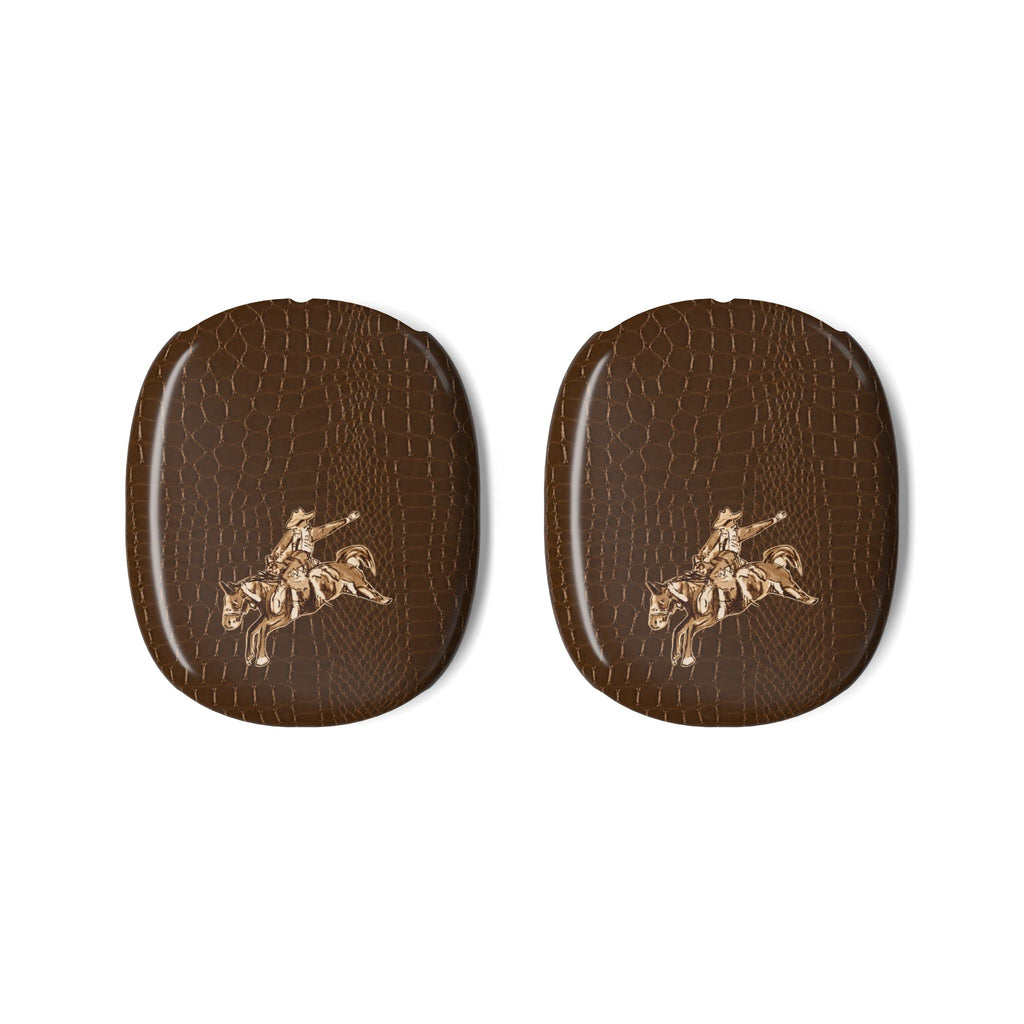 Brown croc case covers with western cowboy horse emblem