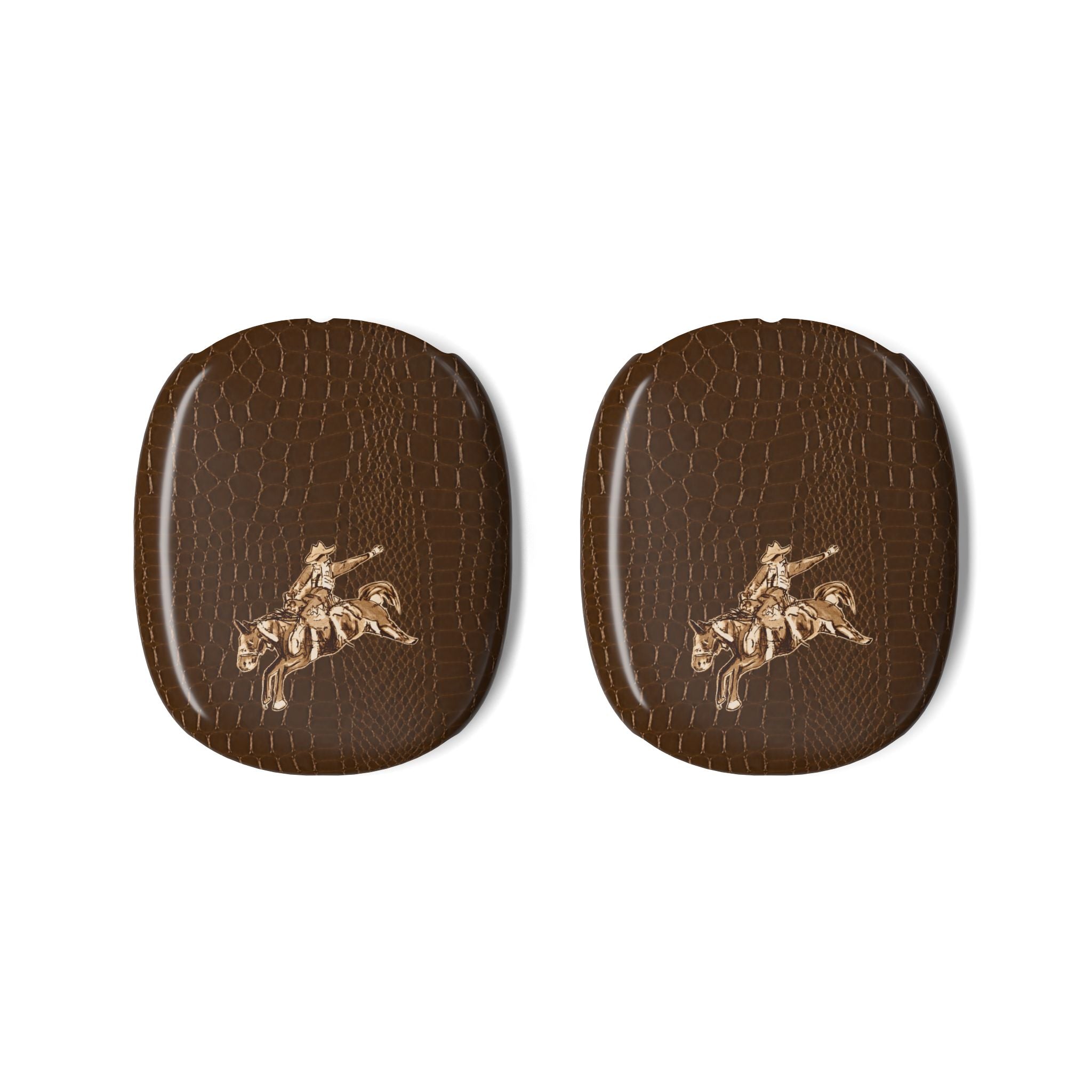 Brown croc case covers with western cowboy horse emblem