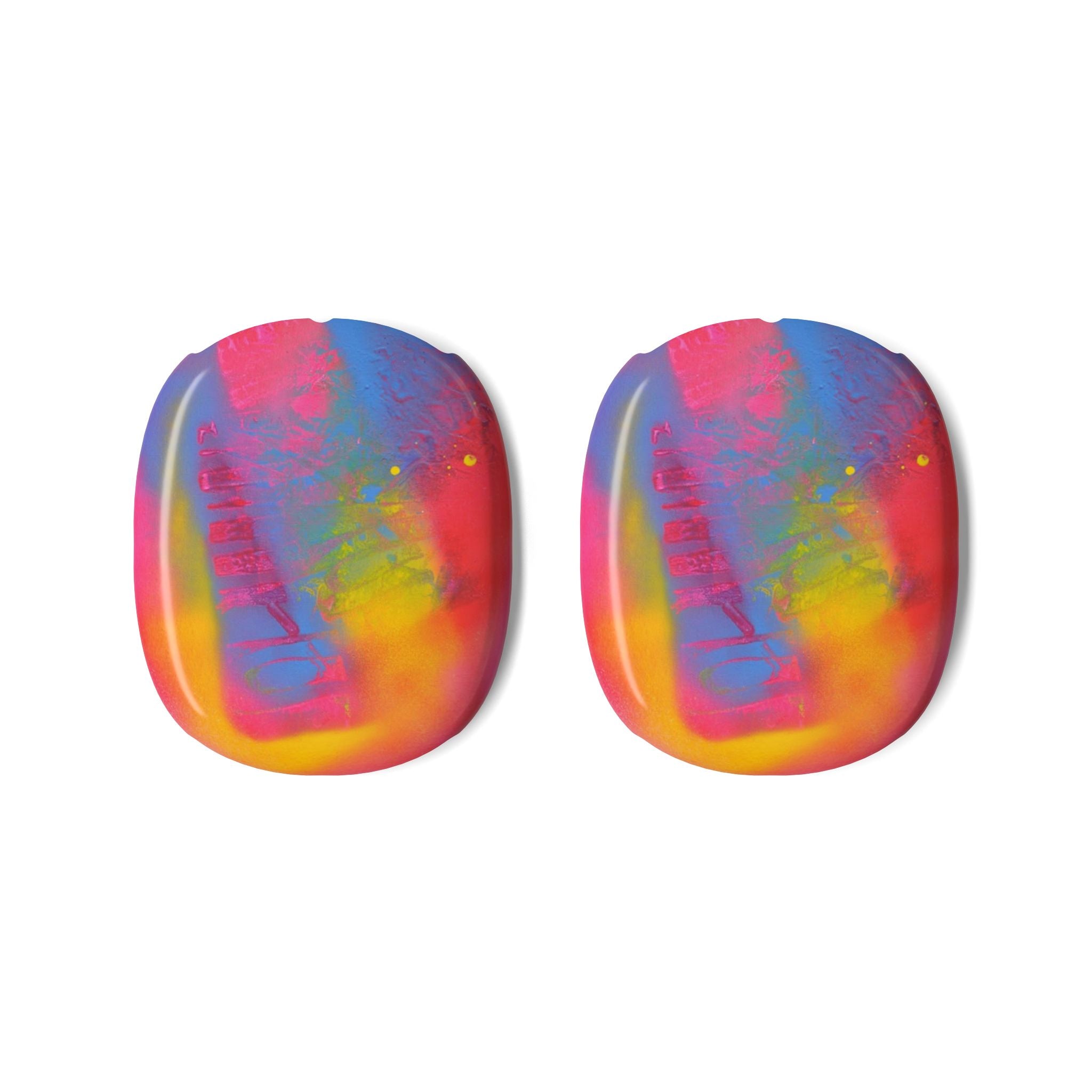 Iridescent multicolor ear cushion covers for AirPods Max, curved oval shape