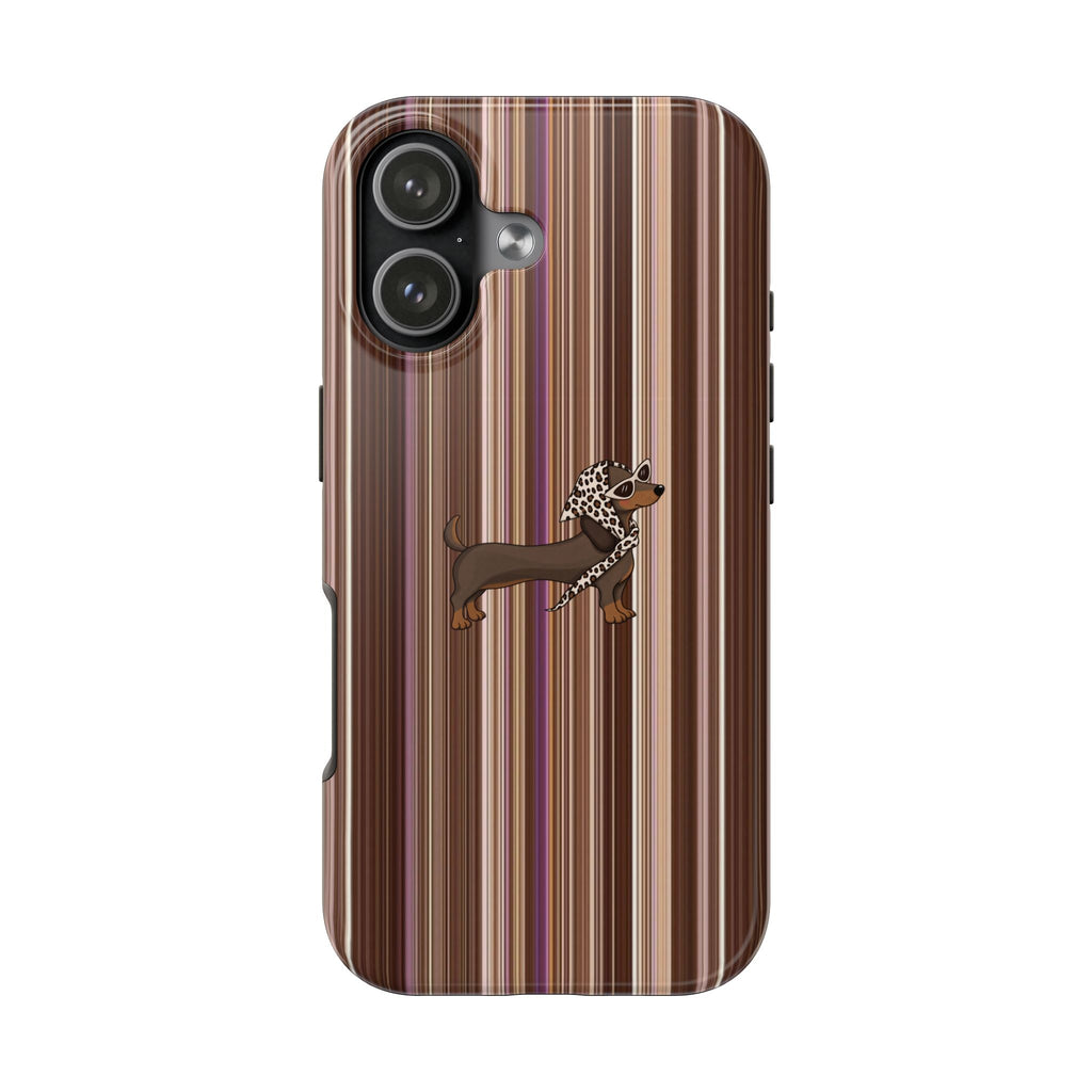 PREPPY FALL STRIPES DACHSHUND PHONE CASE