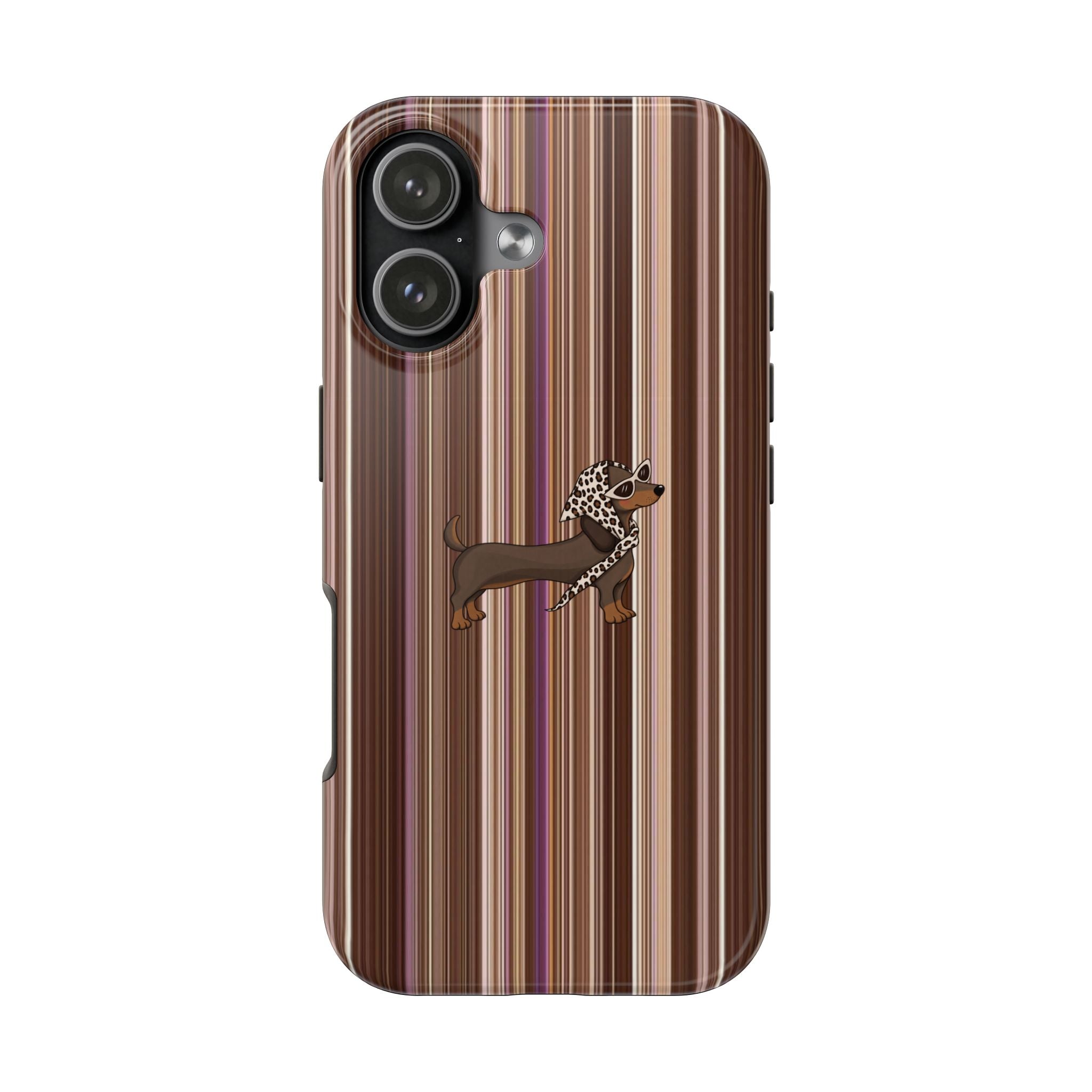 PREPPY FALL STRIPES DACHSHUND PHONE CASE