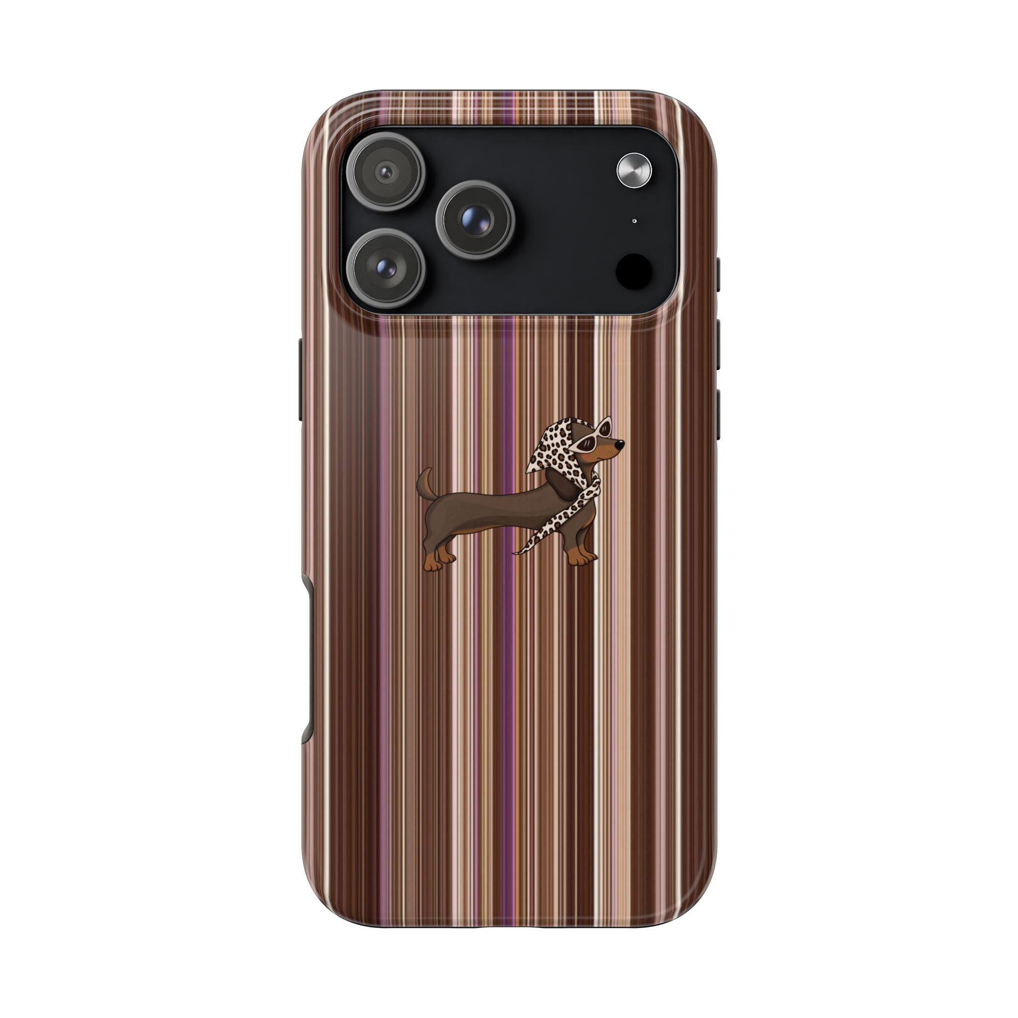 PREPPY FALL STRIPES DACHSHUND PHONE CASE