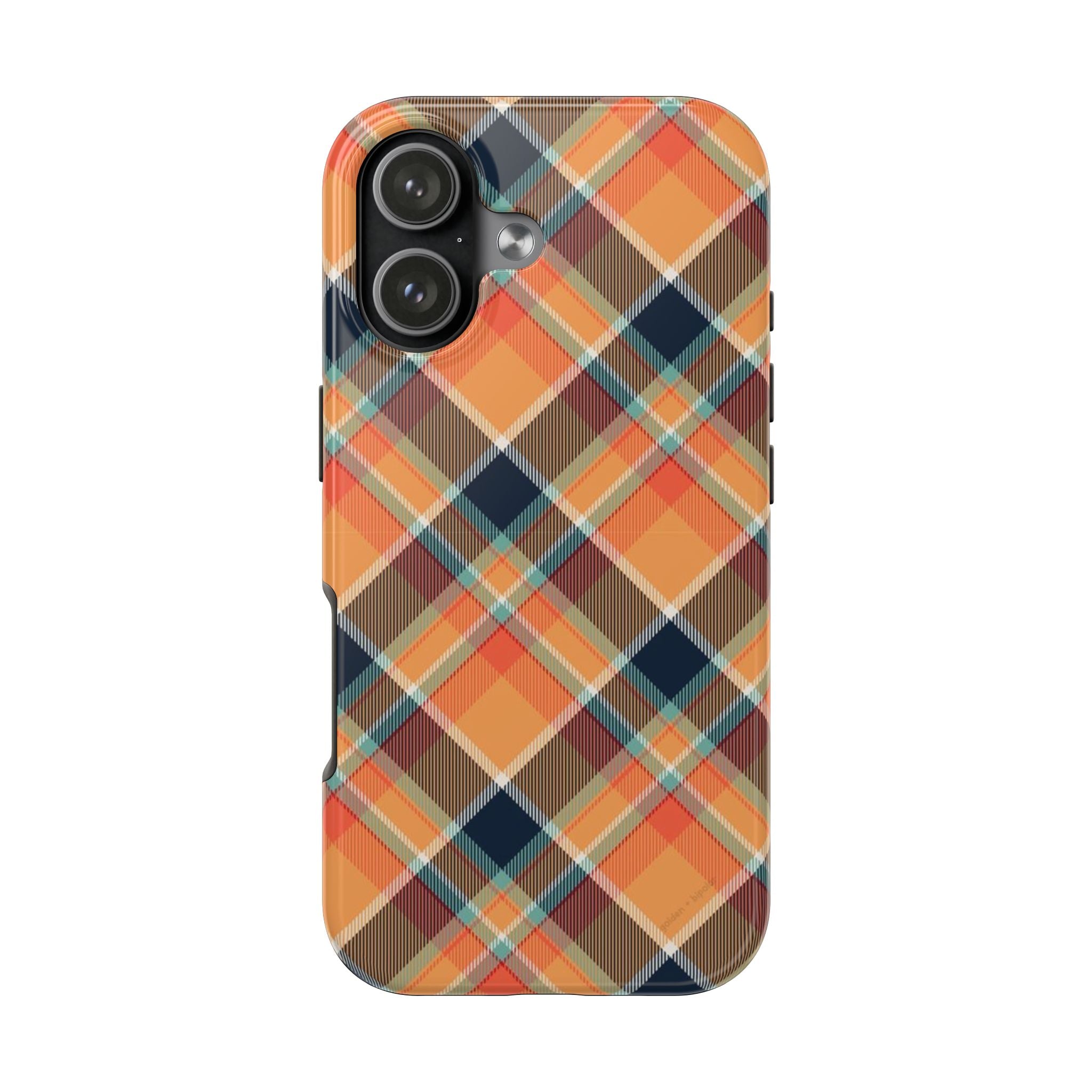 NAVY PUMPKIN CHECKERED PLAID PHONE CASE
