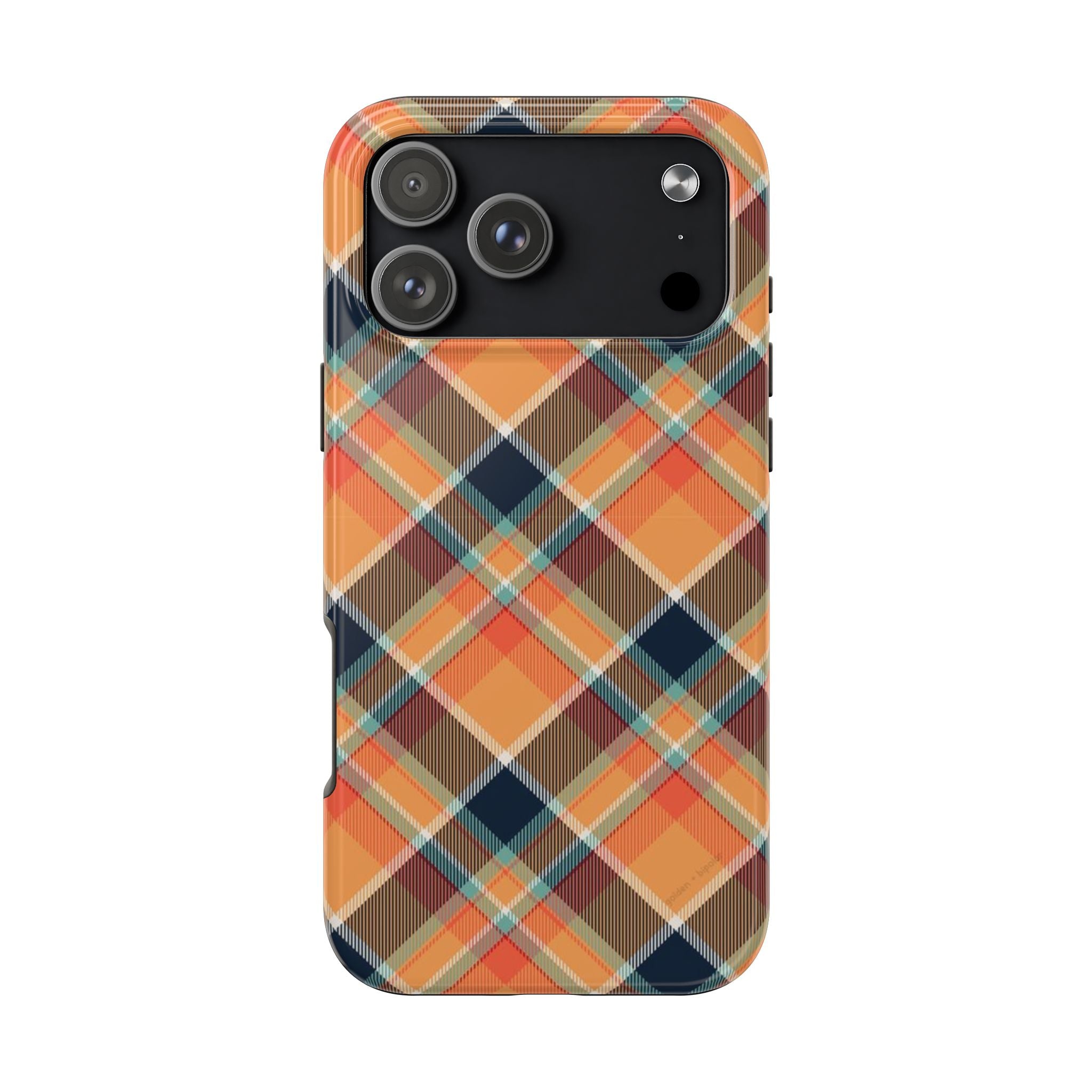 NAVY PUMPKIN CHECKERED PLAID PHONE CASE