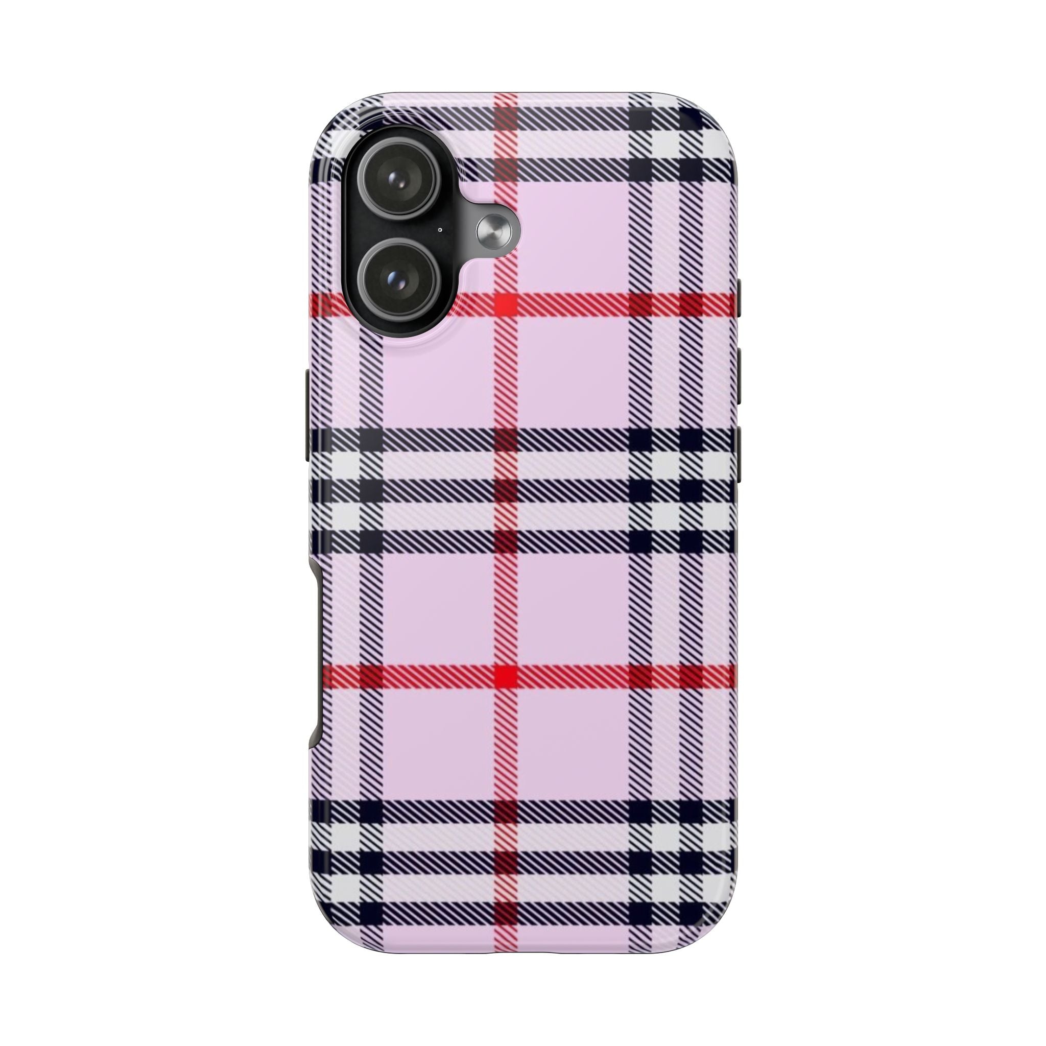 PINK POSH PLAID STRIPES PHONE CASE