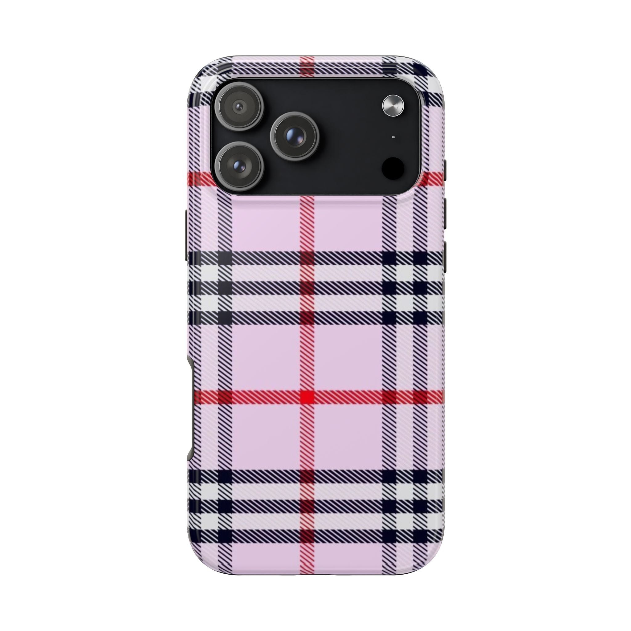 PINK POSH PLAID STRIPES PHONE CASE