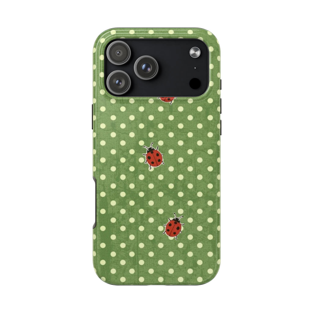 GREEN POLKA DOTS LADYBUGS PHONE CASE