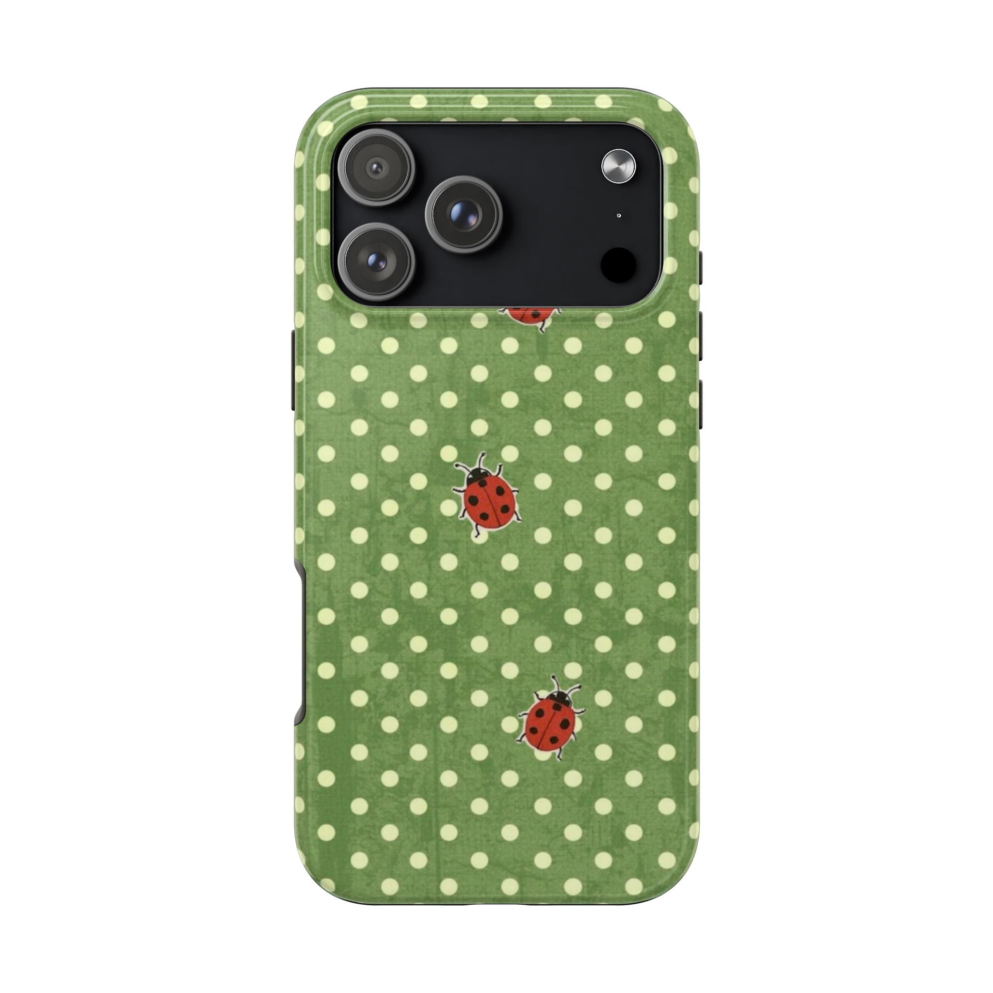 GREEN POLKA DOTS LADYBUGS PHONE CASE