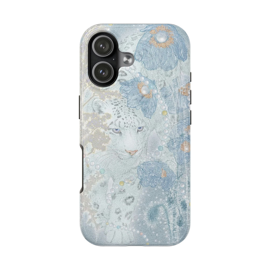 LIGHT BLUE WHIMSY LEOPARD PHONE CASE