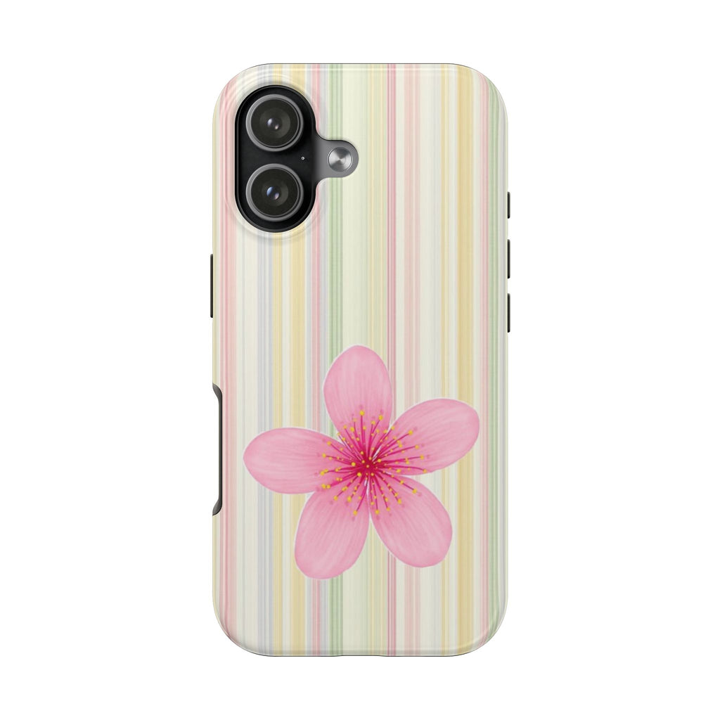 POPPY STRIPES PINK FLOWER PHONE CASE