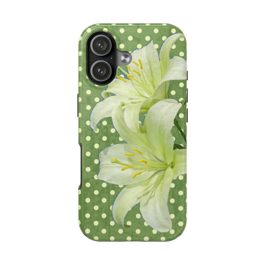 GREEN POLKA DOTS FLORAL PHONE CASE