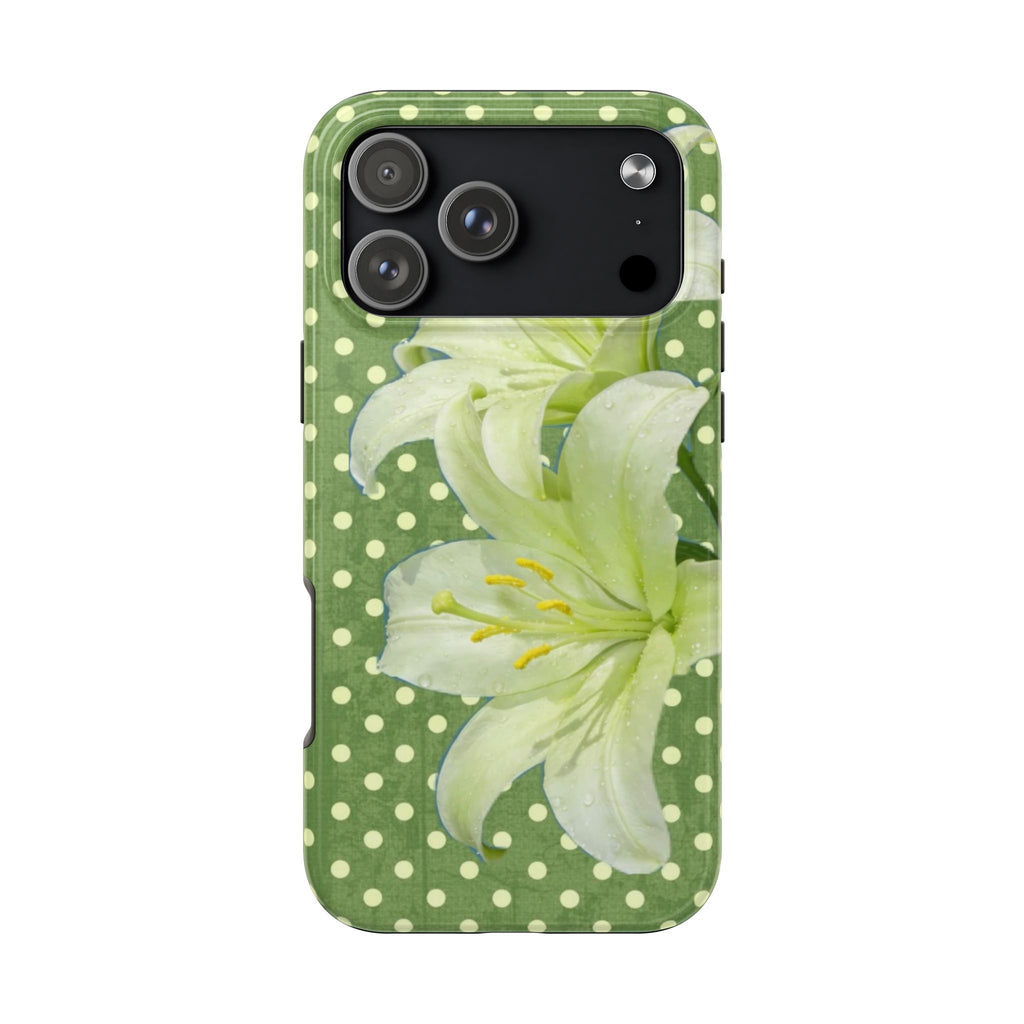 GREEN POLKA DOTS FLORAL PHONE CASE