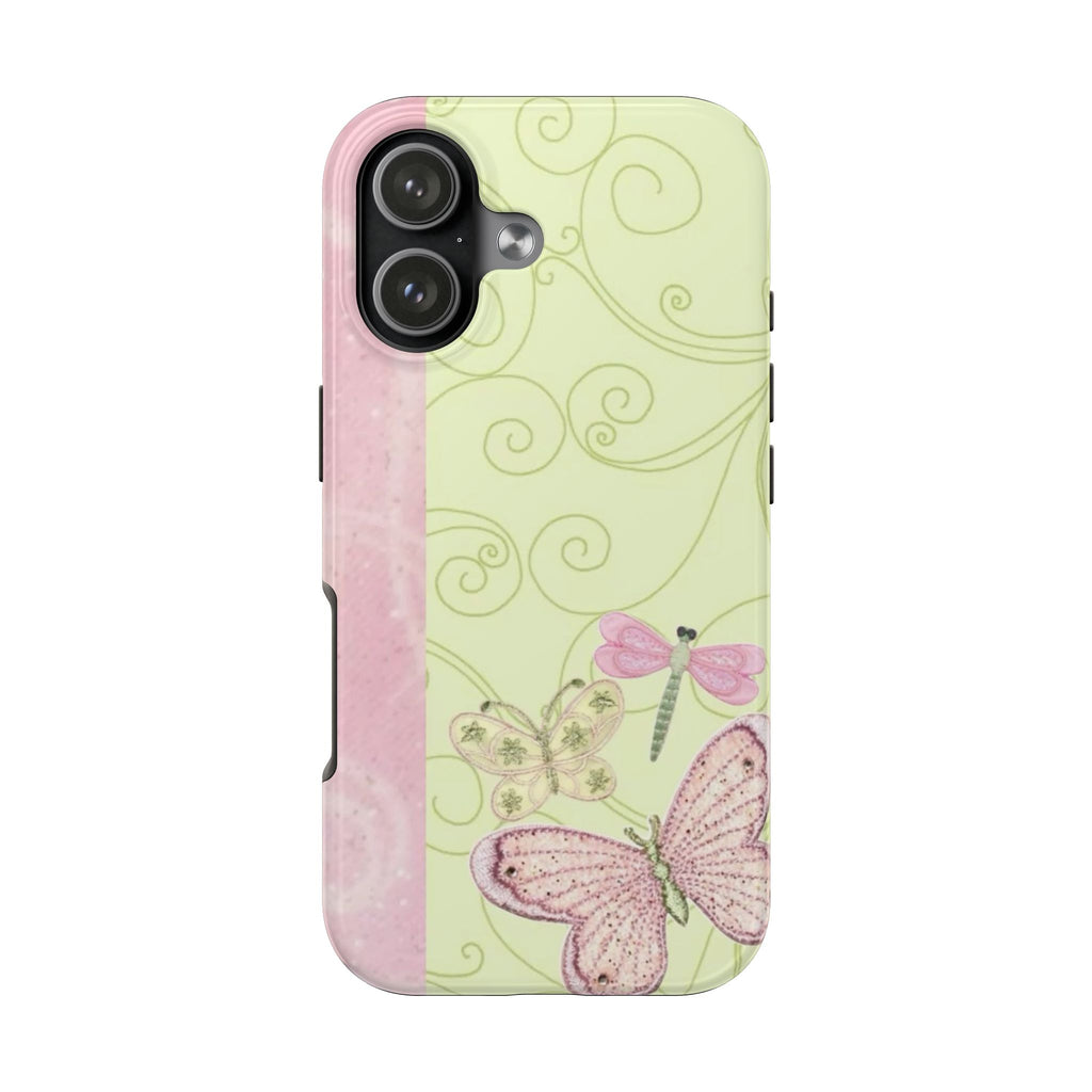 YELLOW & PINK WHIMSY DRAGONFLY PHONE CASE